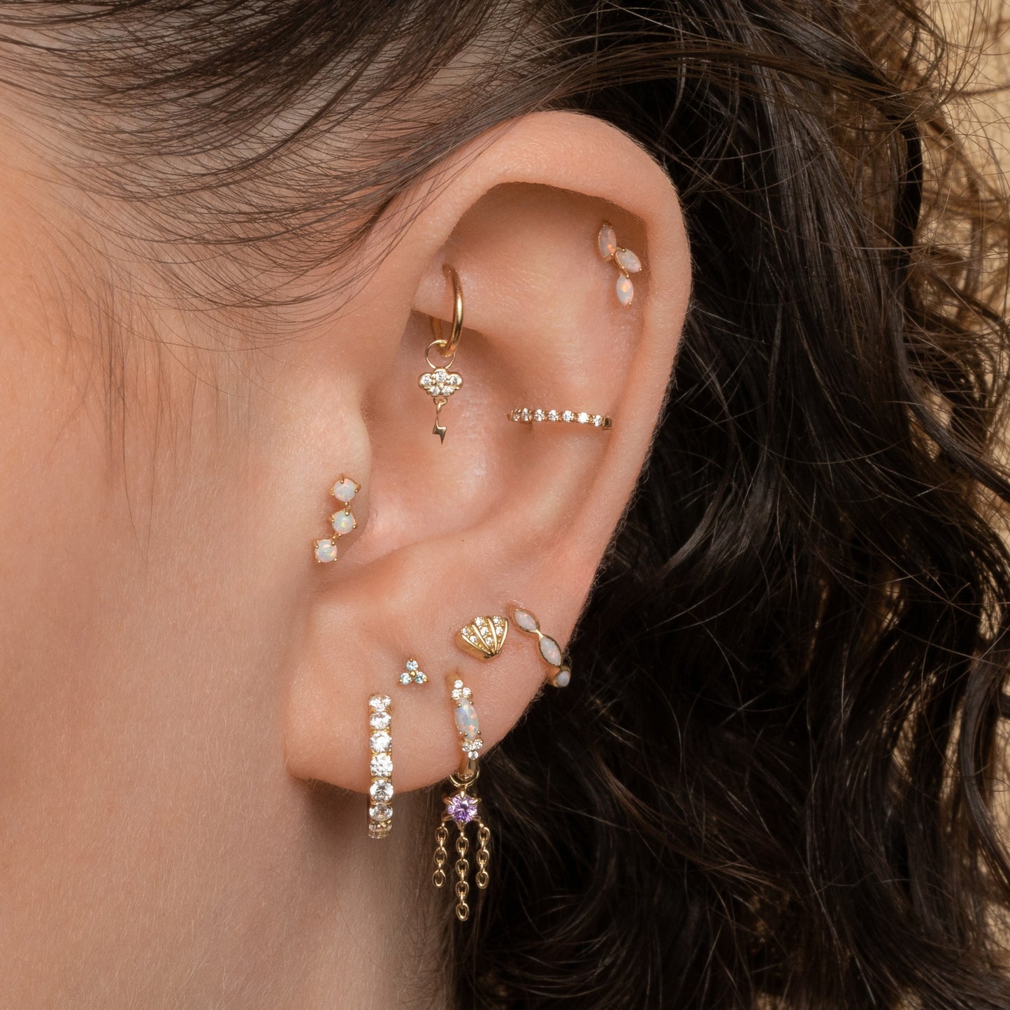 9k solid yellow gold Siren lavender earring charm Chains and Charms Laura Bond Jewellery