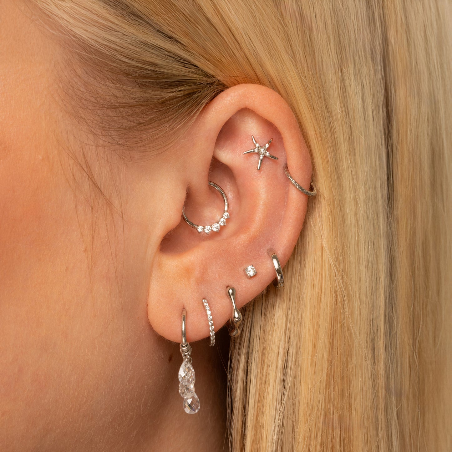 Laura Bond Jewellery 9k solid white gold 6mm simple mini huggie earring Huggies and Hoops