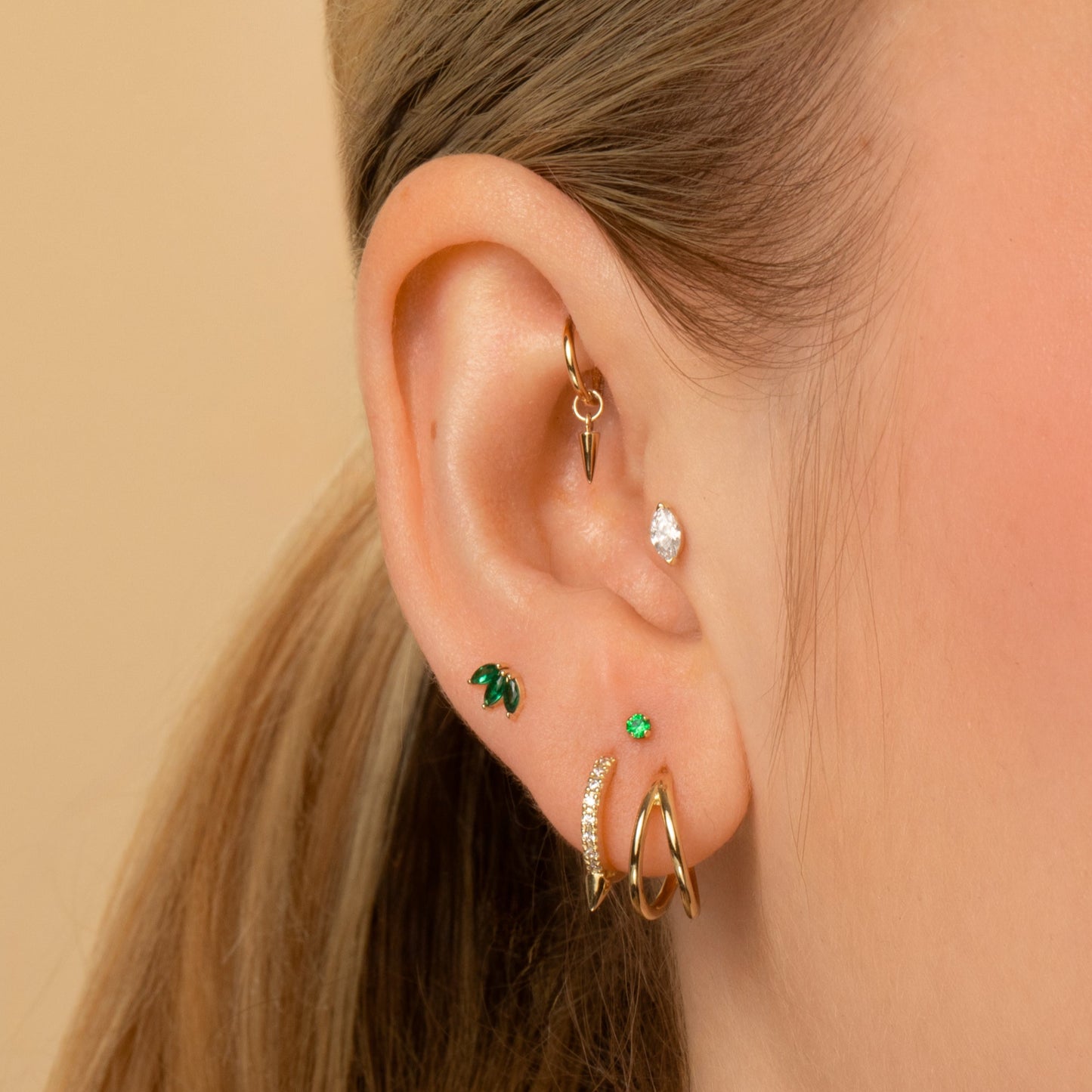 9k solid yellow gold tiny spike earring charm Chains and Charms Laura Bond Jewellery