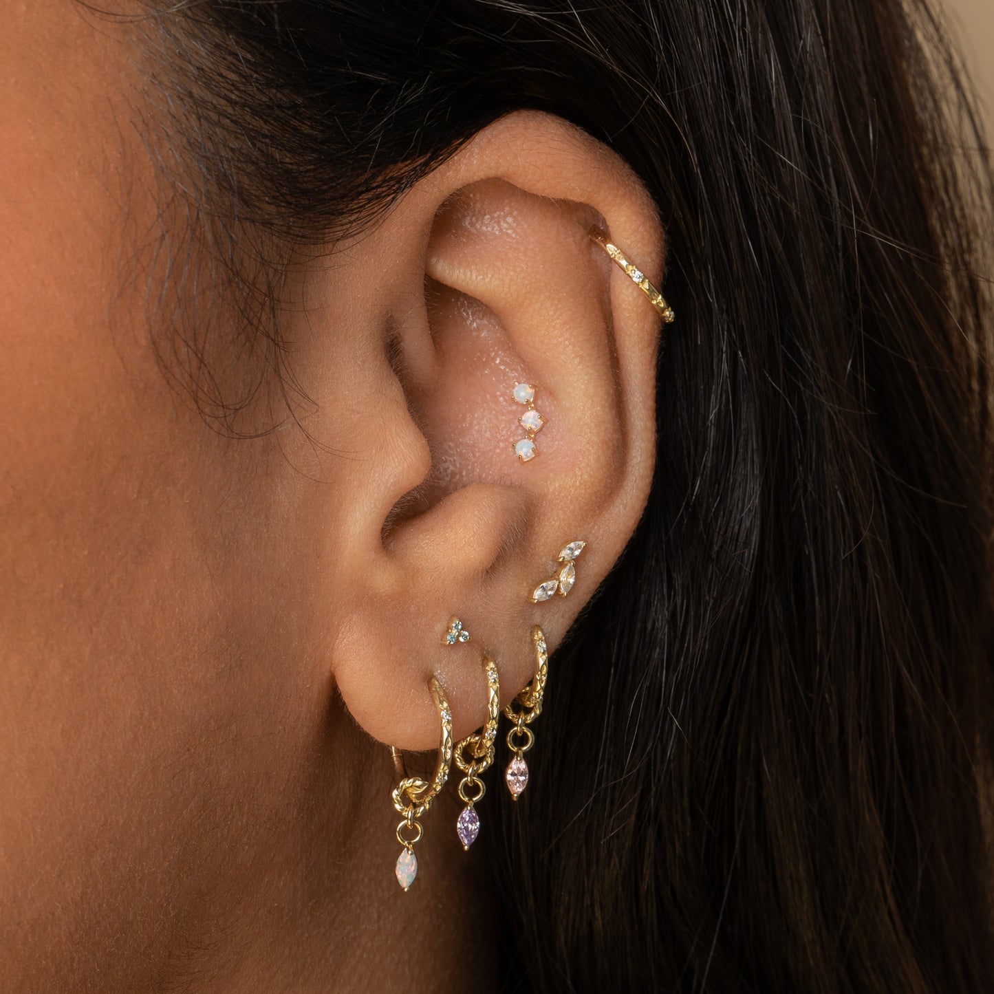 astrid miyu maria tash 9k solid yellow gold twisted Cressida lavender earring charm Chains and Charms Laura Bond