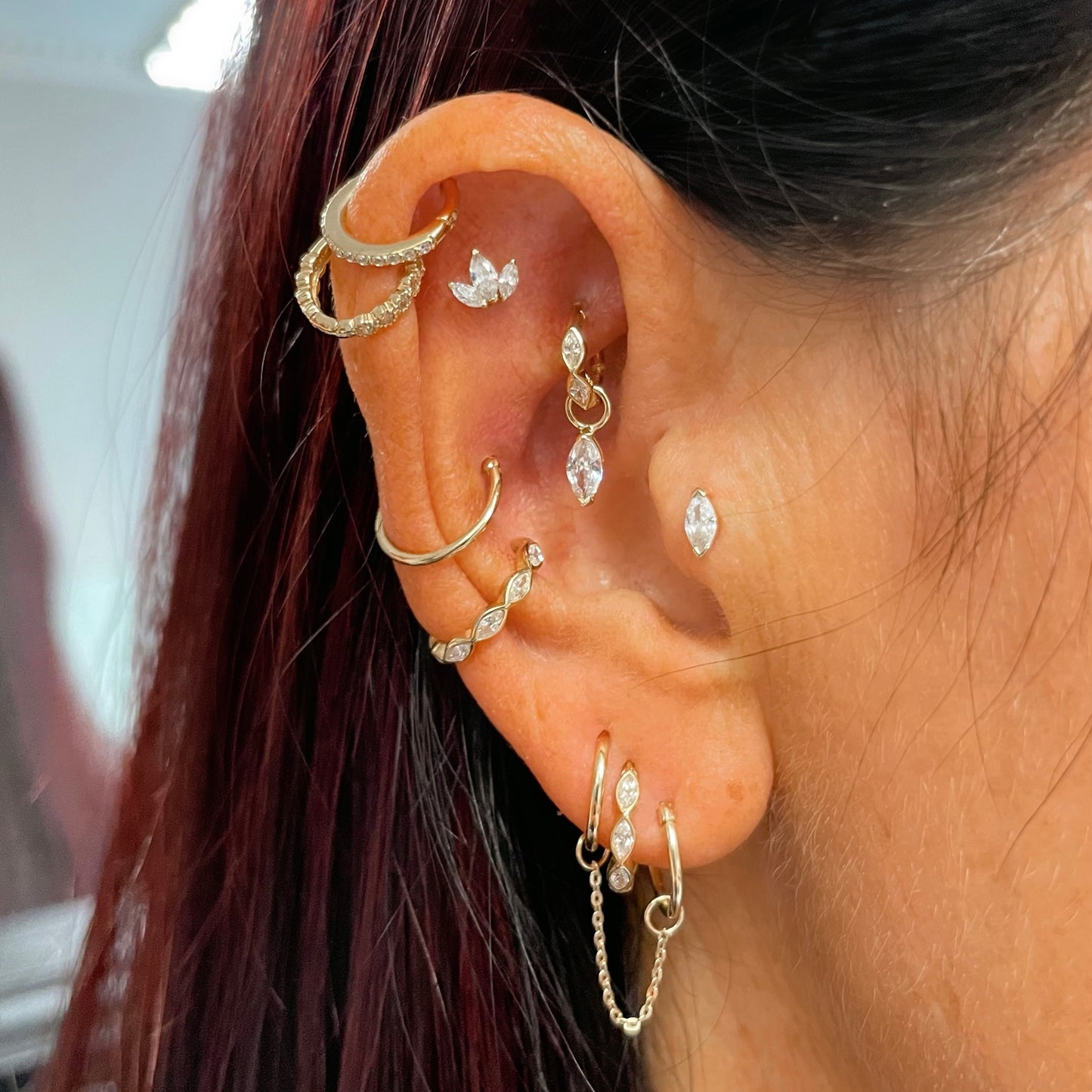 The frosted stacking set - 9k solid yellow gold flat back labret stud earring set Stacking Sets Laura Bond Jewellery