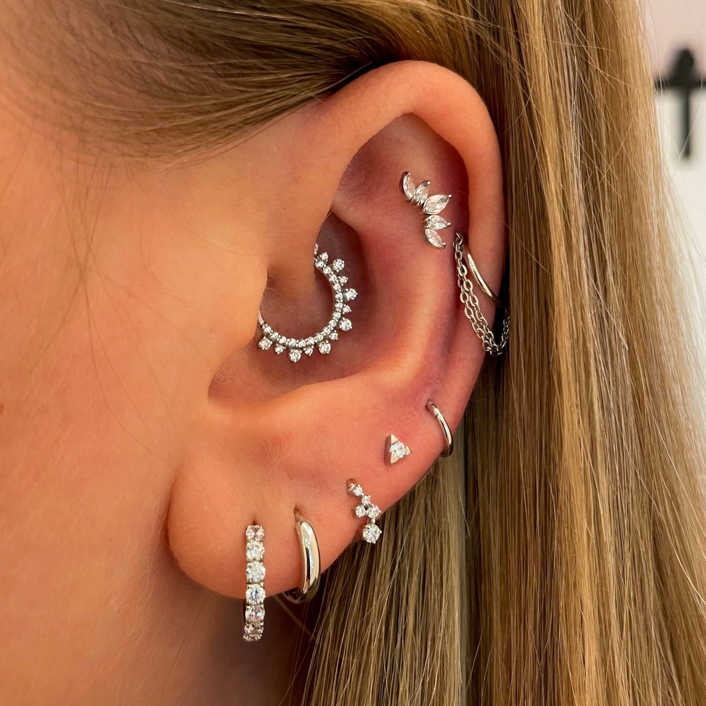 astrid miyu maria tash 9k solid white gold constellation mini huggie earring Huggies and Hoops Laura Bond