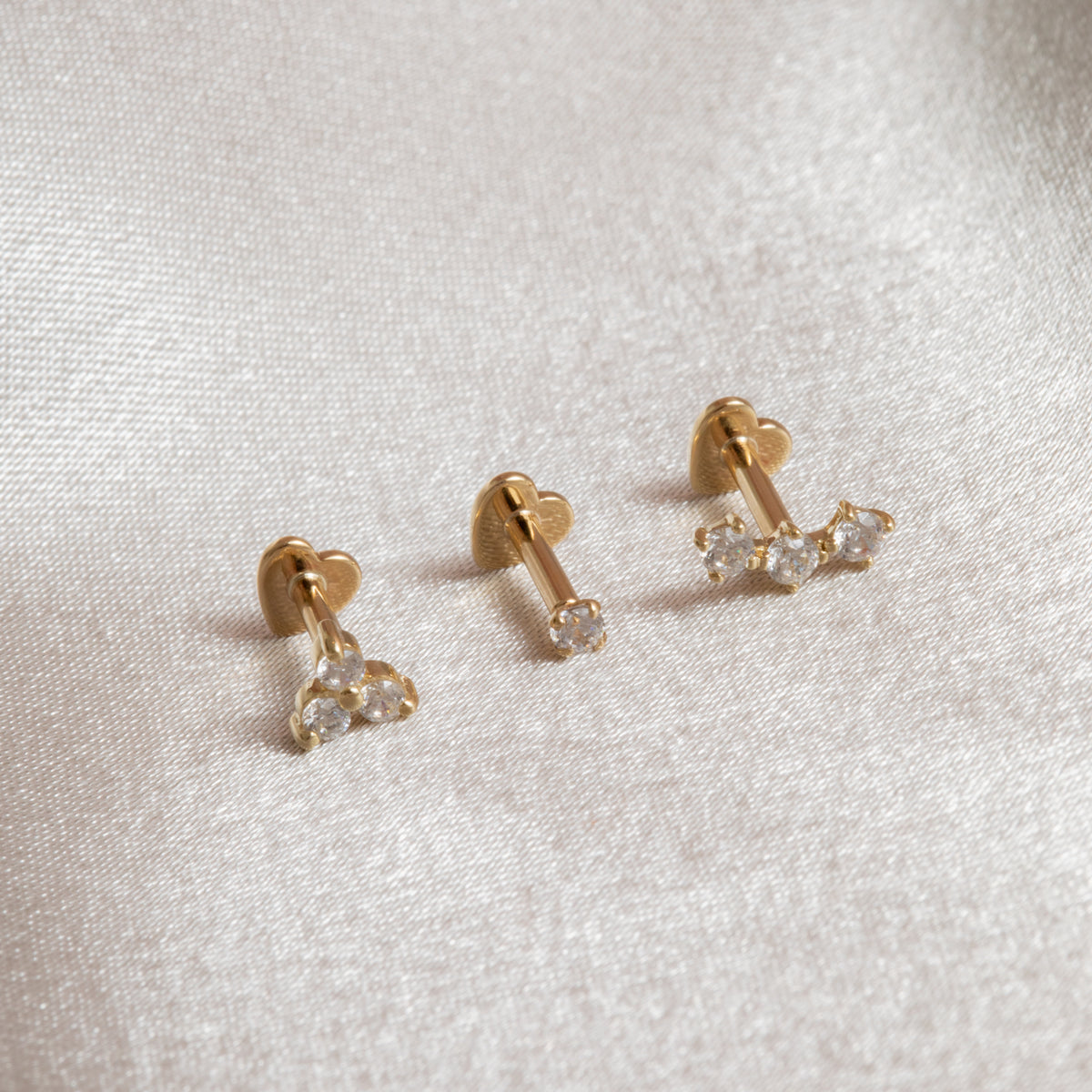 The classic stacking set - 9k solid yellow gold flat back labret stud earring set Stacking Sets Laura Bond Jewellery