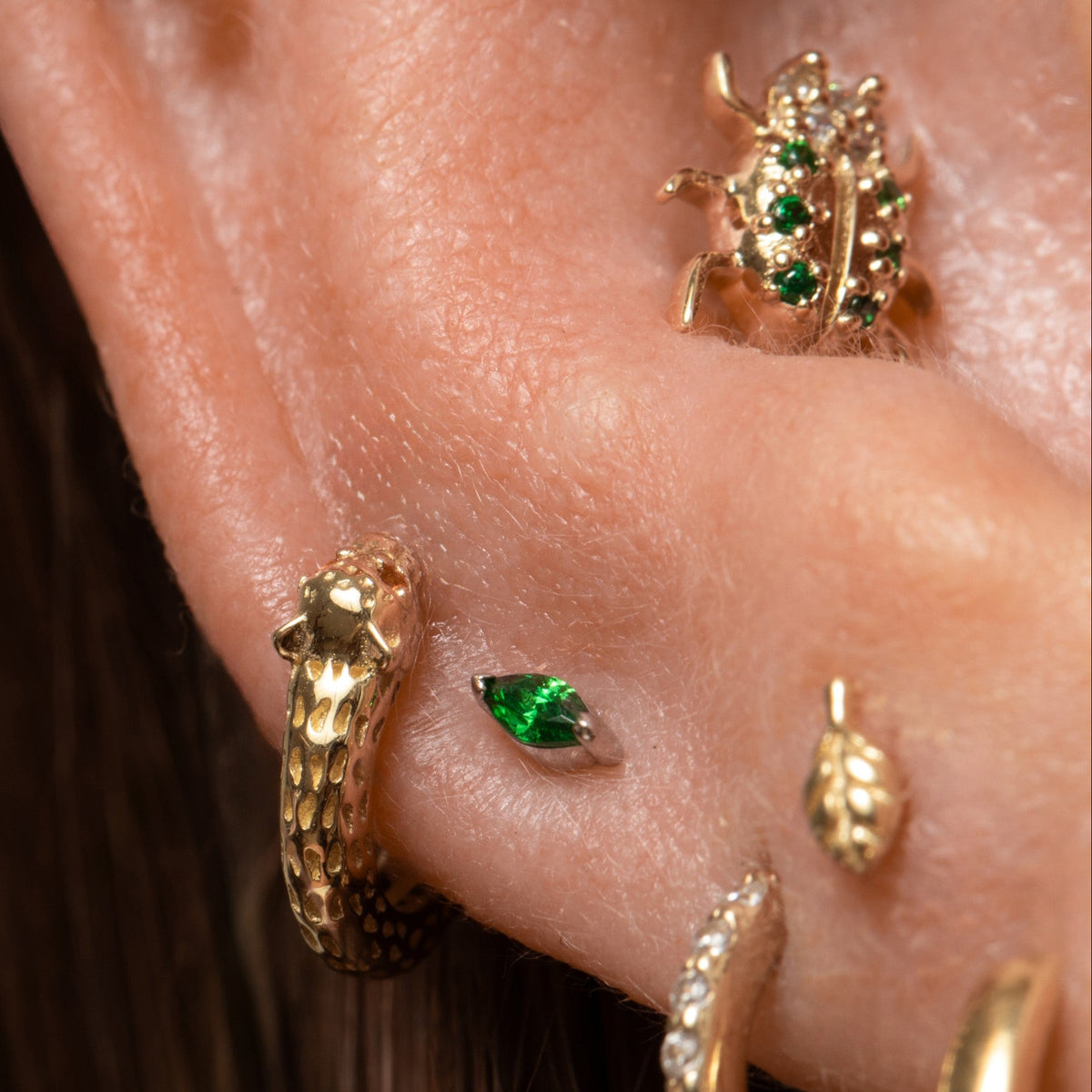9k solid yellow gold Leopard clicker hoop earring Huggies and Hoops Laura Bond Jewellery