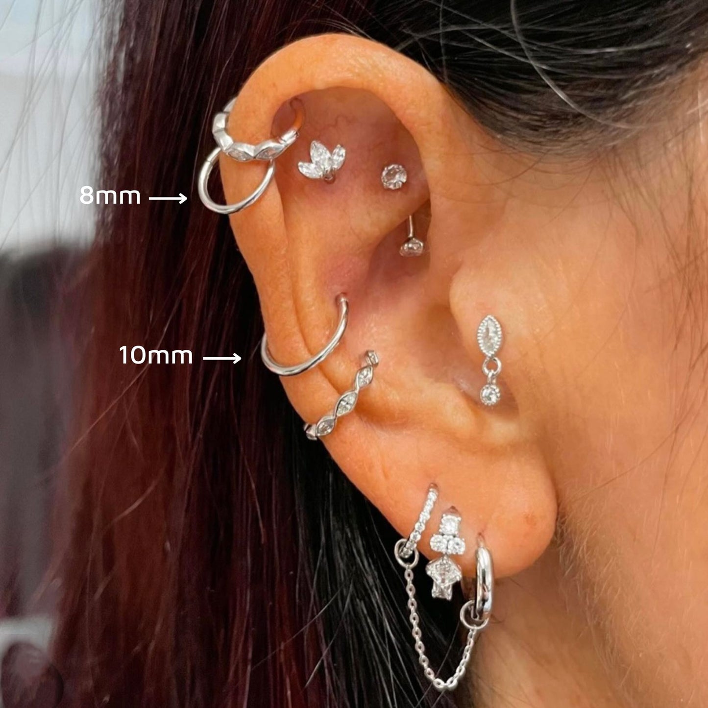 14k solid white gold 16g clicker hoop earring Huggies and Hoops Laura Bond Jewellery