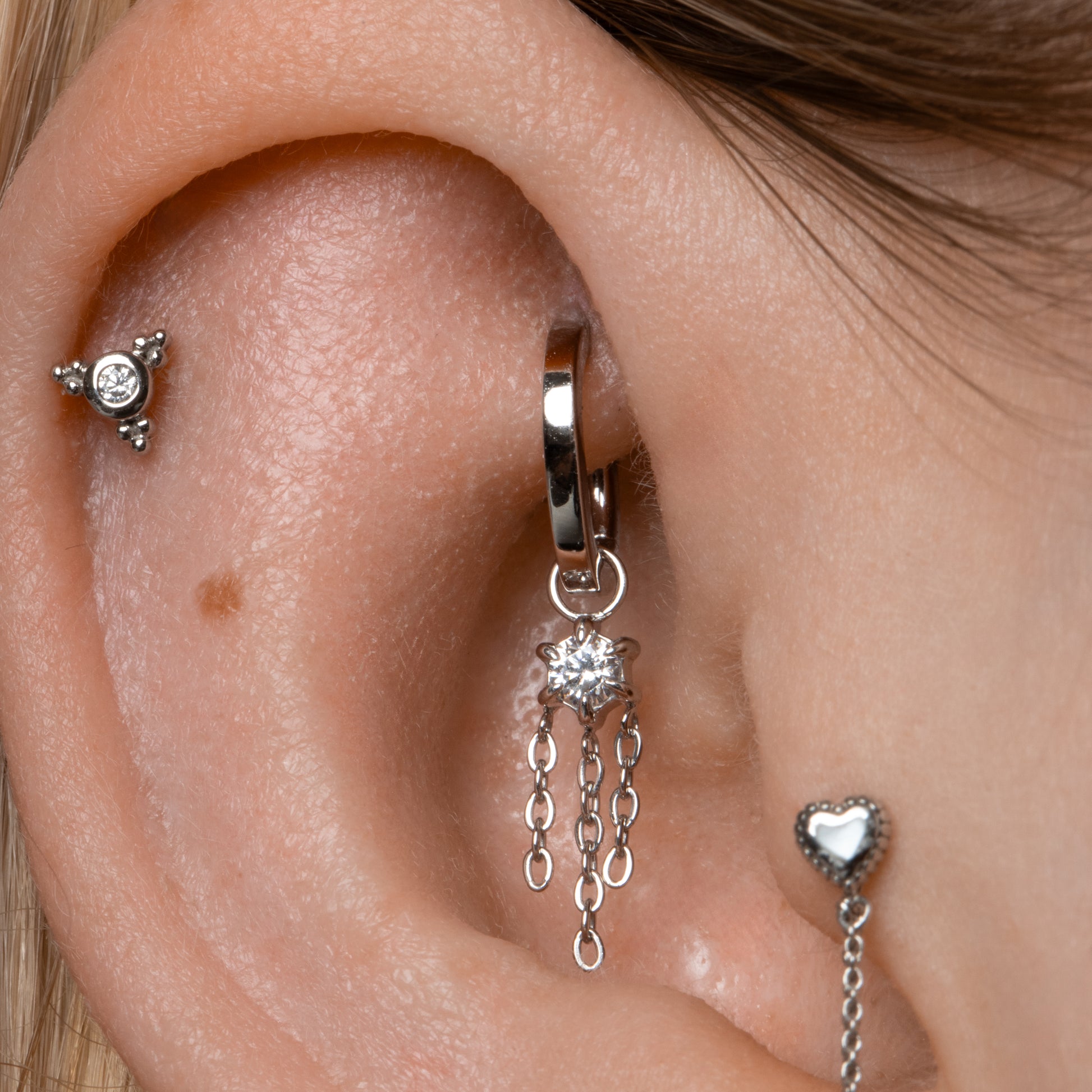 Laura Bond Jewellery 9k solid white gold 7mm 16g oval rook clicker hoop earring Huggies and Hoops