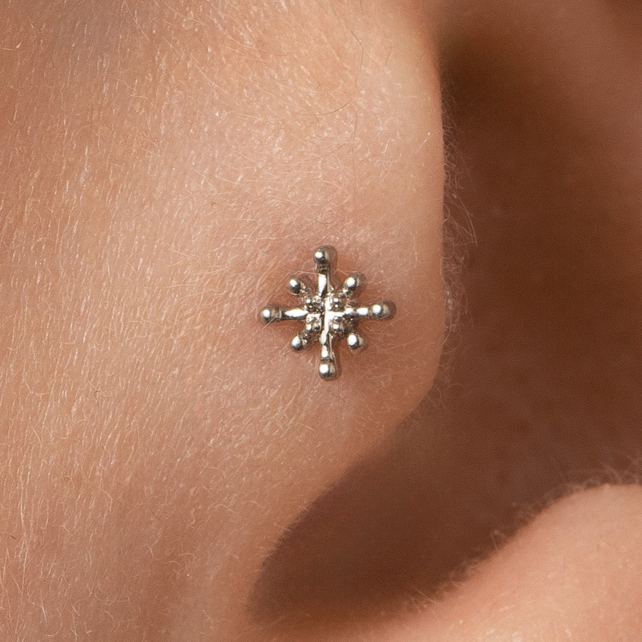 Laura Bond Jewellery Bold and Gold Edinburgh 14k solid white gold Zara flat back labret stud earring 8mm Cartilage Studs