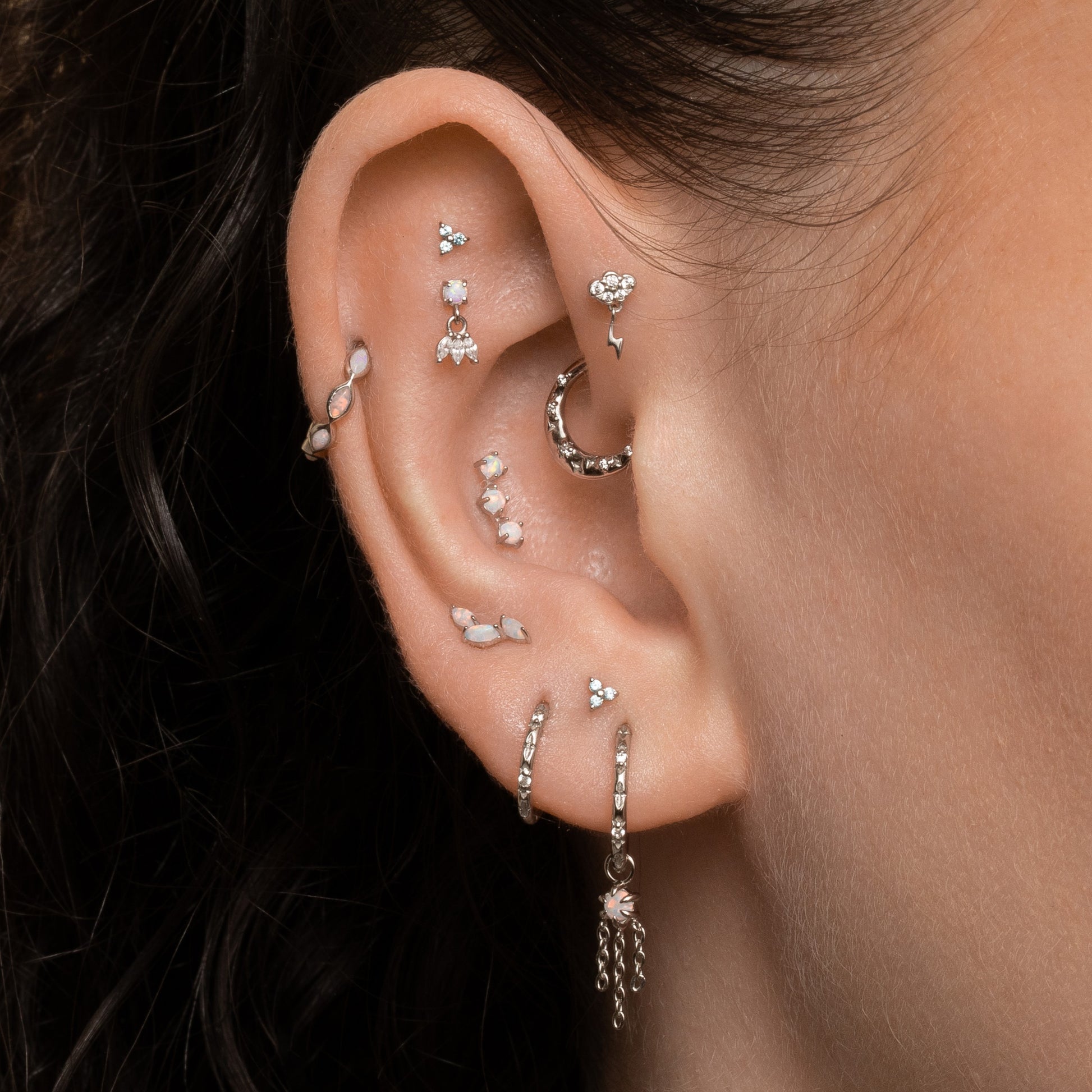 astrid miyu maria tash 9k solid white gold stardust clicker hoop Huggies and Hoops Laura Bond