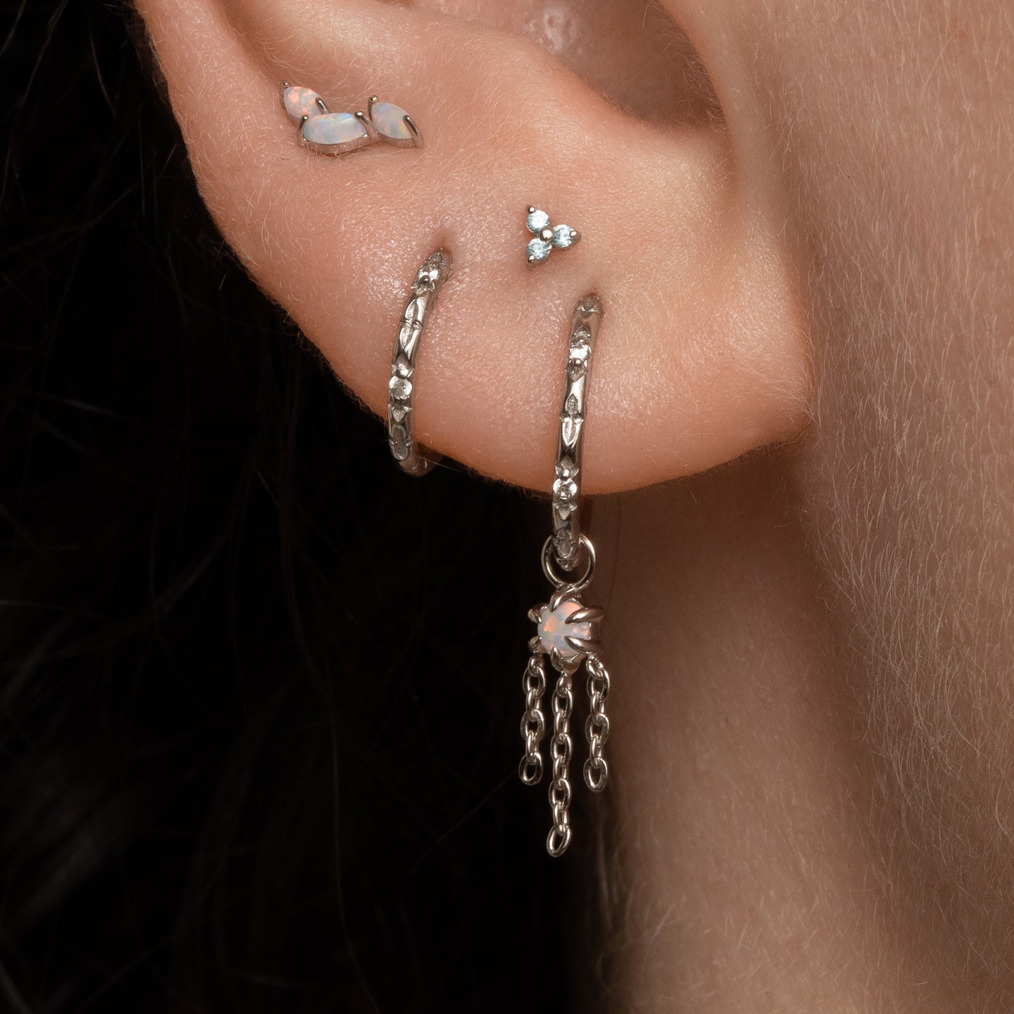 astrid miyu maria tash 9k solid white gold stardust clicker hoop Huggies and Hoops Laura Bond