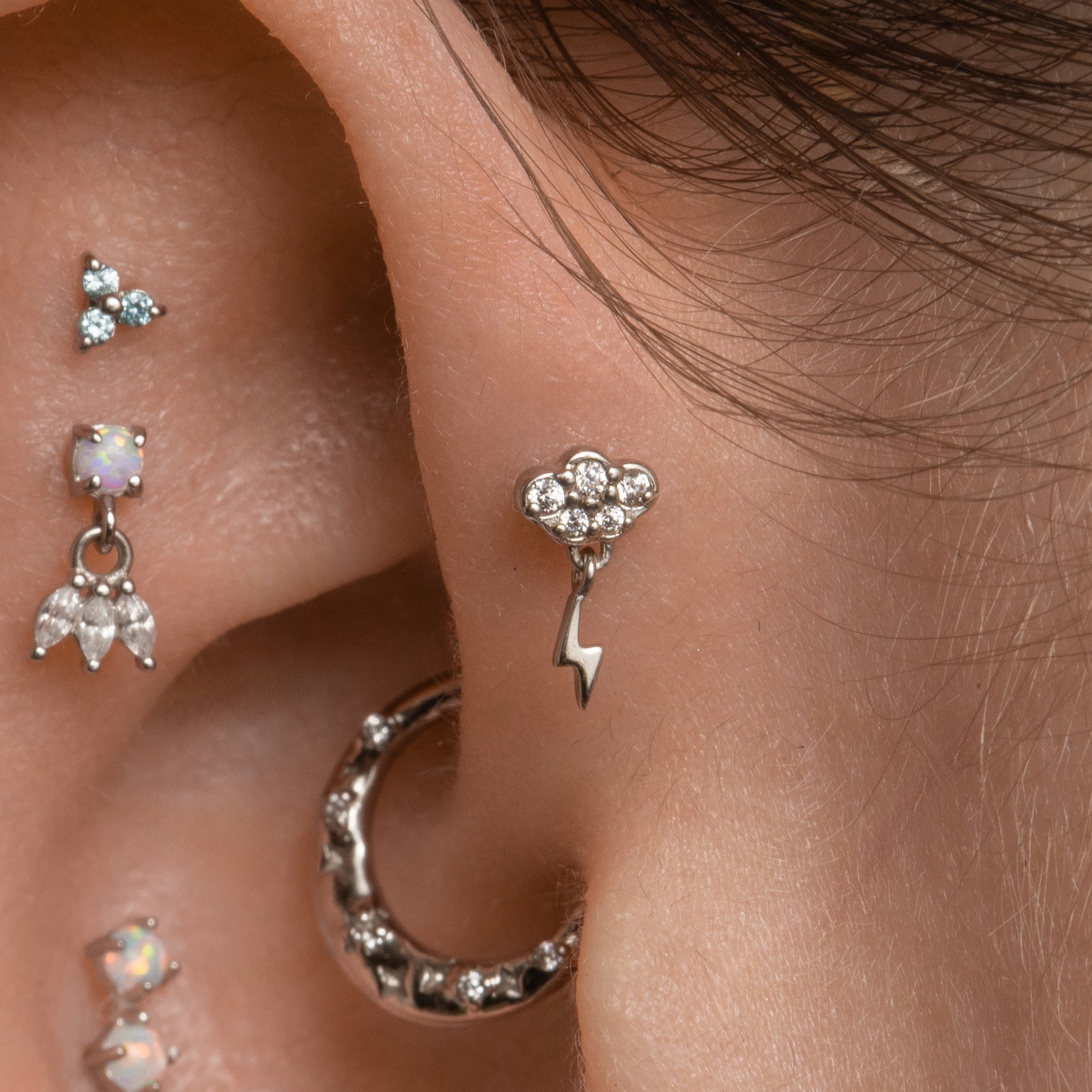 astrid miyu maria tash 14k solid white gold storm cloud stud Cartilage Studs Laura Bond