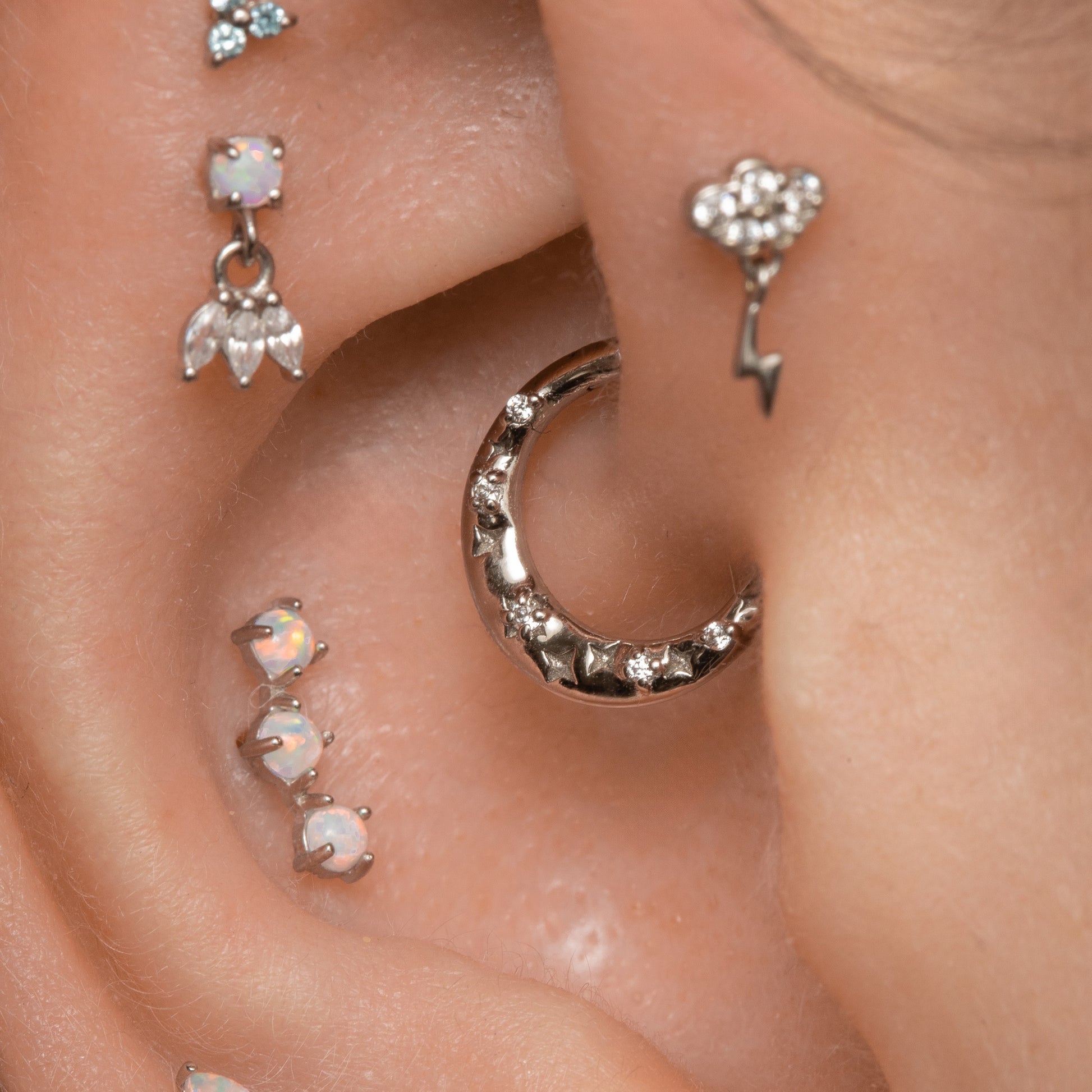 astrid miyu maria tash 9k solid white gold 8mm stardust daith or septum hoop Huggies and Hoops Laura Bond