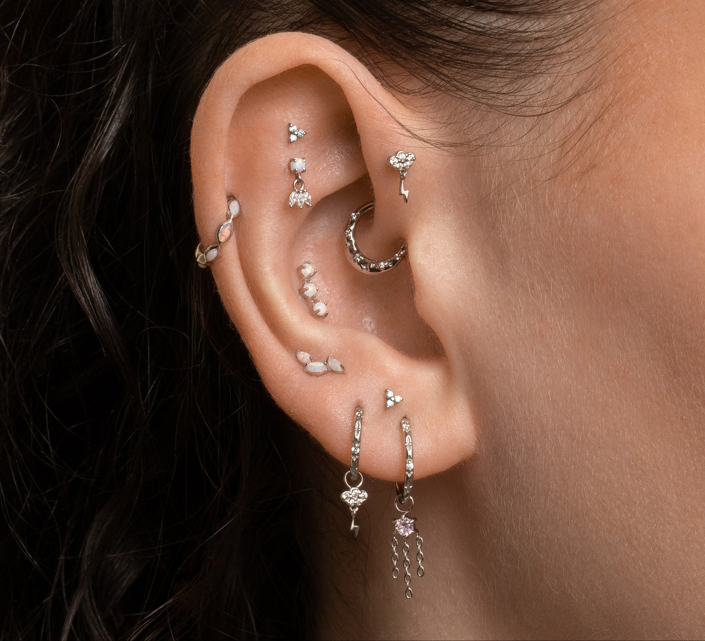 astrid miyu maria tash 9k solid white gold 8mm stardust daith or septum hoop Huggies and Hoops Laura Bond