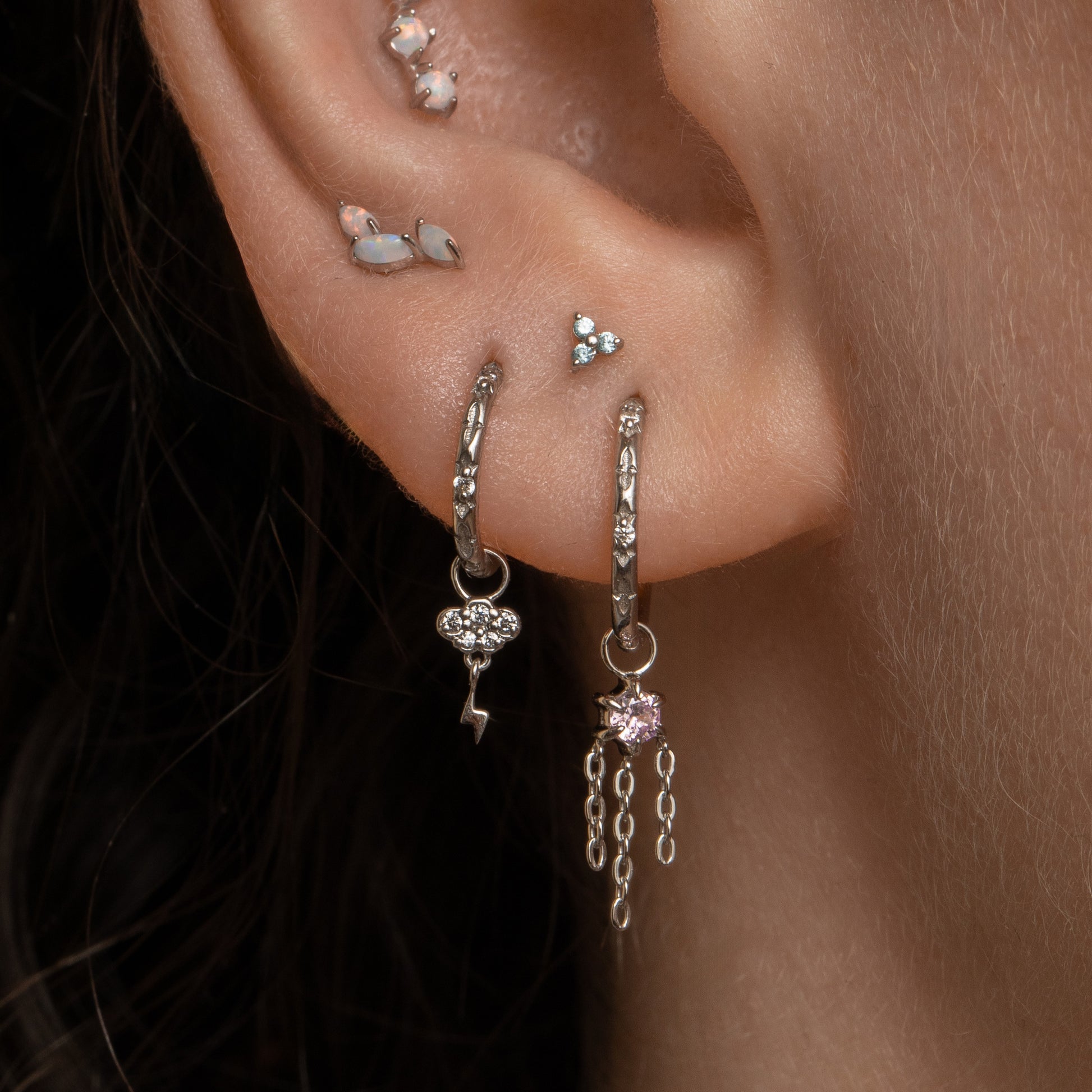 astrid miyu maria tash 9k solid white gold opal cascade stud Cartilage Studs Laura Bond