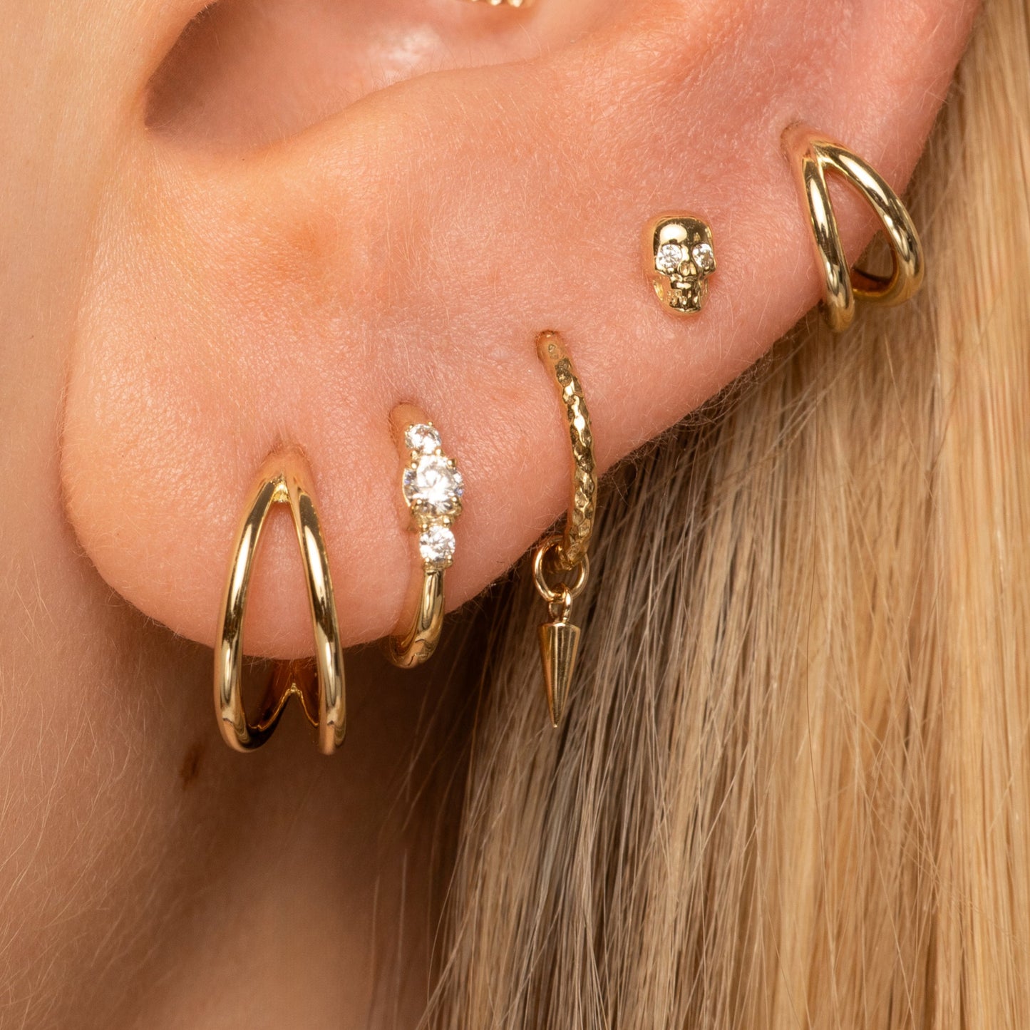 Laura Bond Jewellery 9k solid yellow gold tiny spike earring charm Chains and Charms