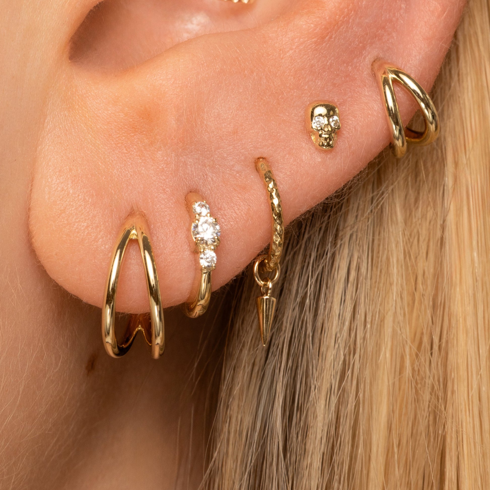 Laura Bond Jewellery 9k solid yellow gold tiny spike earring charm Chains and Charms