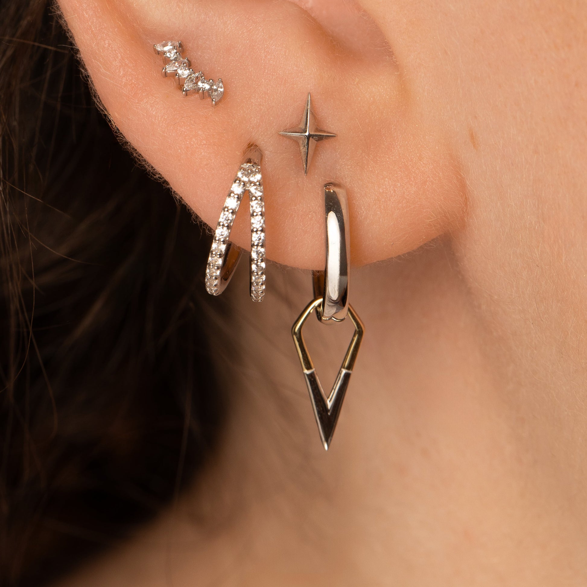 Laura Bond Jewellery 9k solid yellow and white gold mixed metal Shard earring charm Chains and Charms