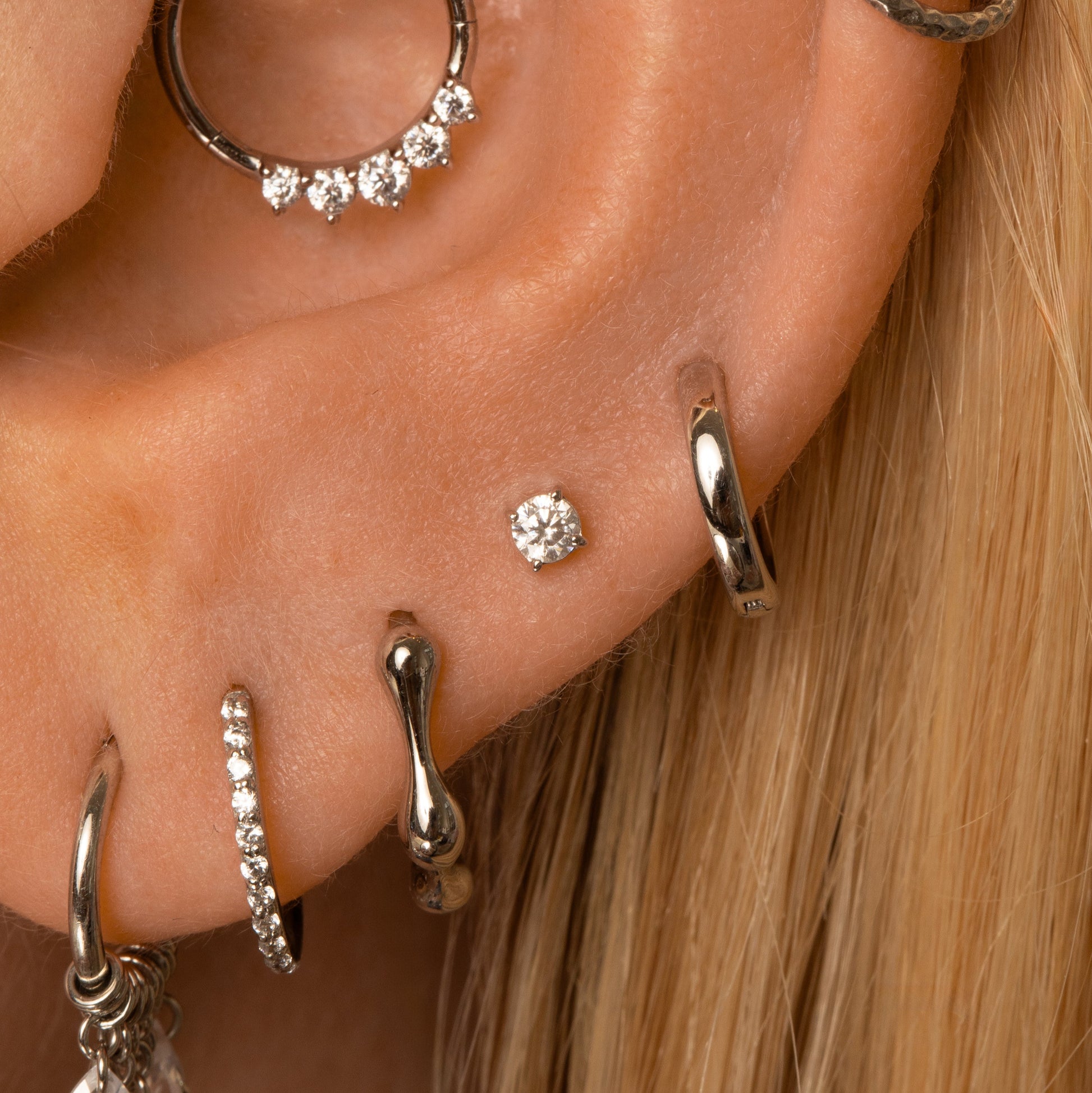Laura Bond Jewellery 9k solid white gold 6mm simple mini huggie earring Huggies and Hoops