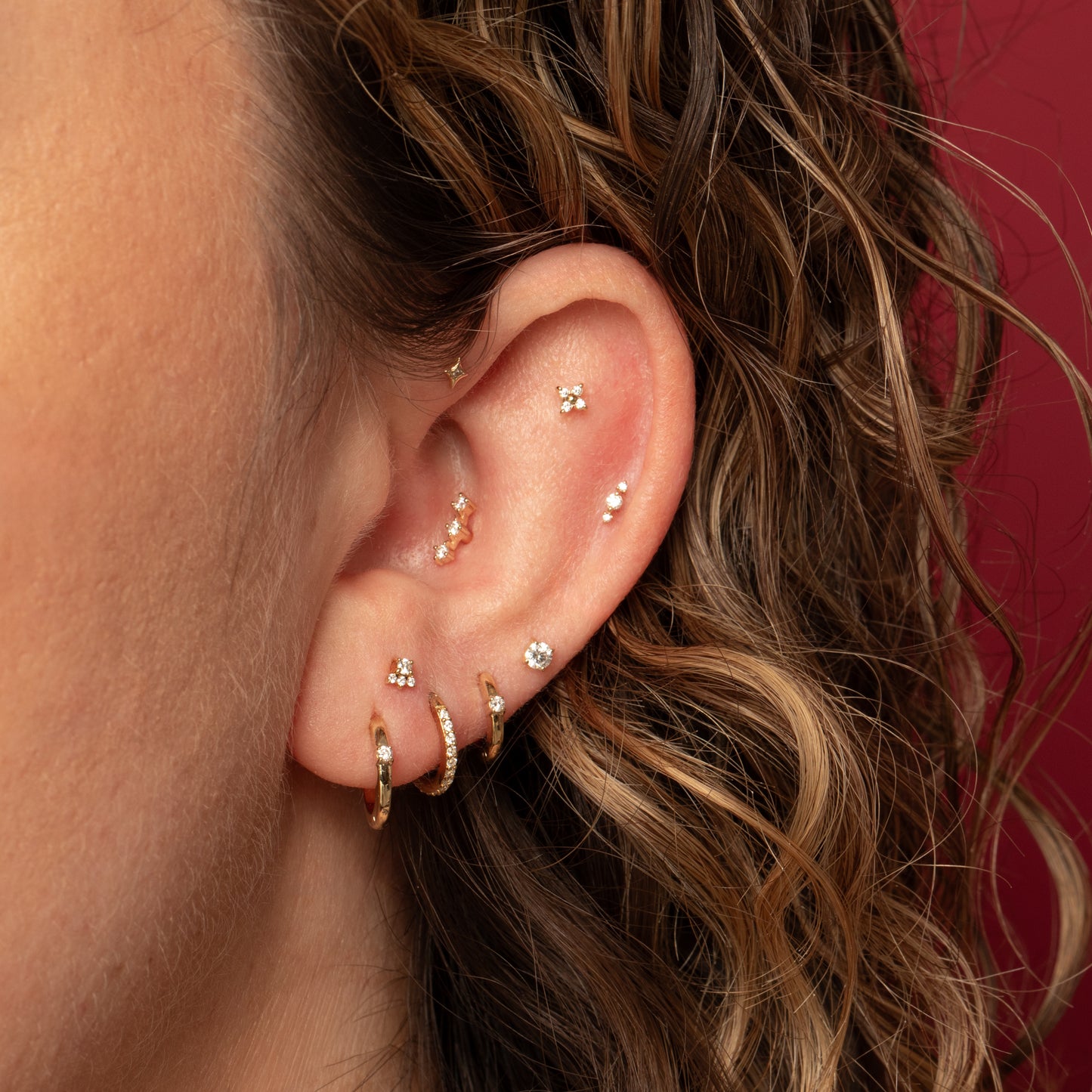 astrid miyu maria tash 9k solid yellow gold crystal clicker hoop earring Huggies and Hoops Laura Bond