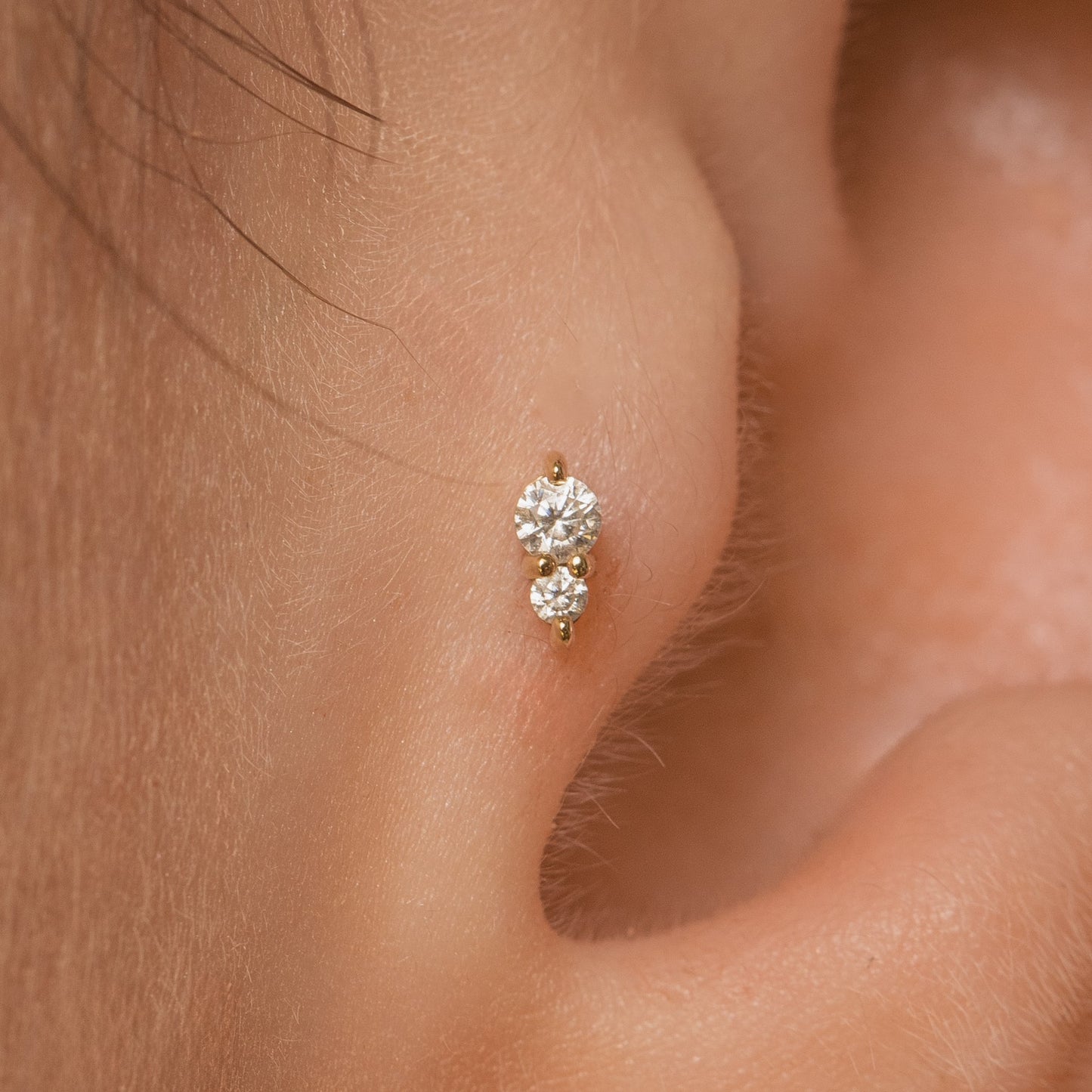Laura Bond Jewellery The Elara stacking set - 9k solid yellow gold flat back labret stud earring set Stacking Sets
