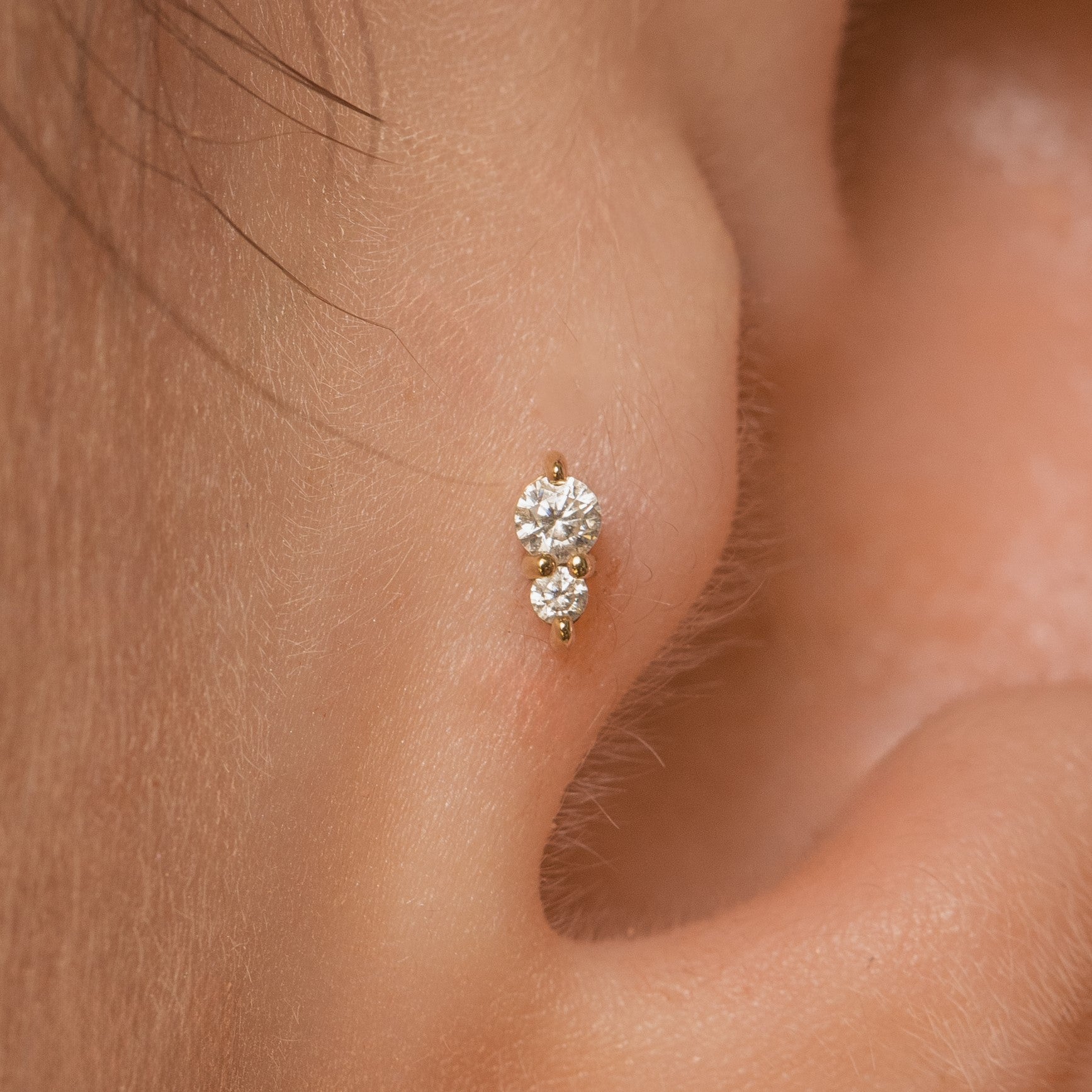 Laura Bond Jewellery The Elara stacking set - 9k solid yellow gold flat back labret stud earring set Stacking Sets