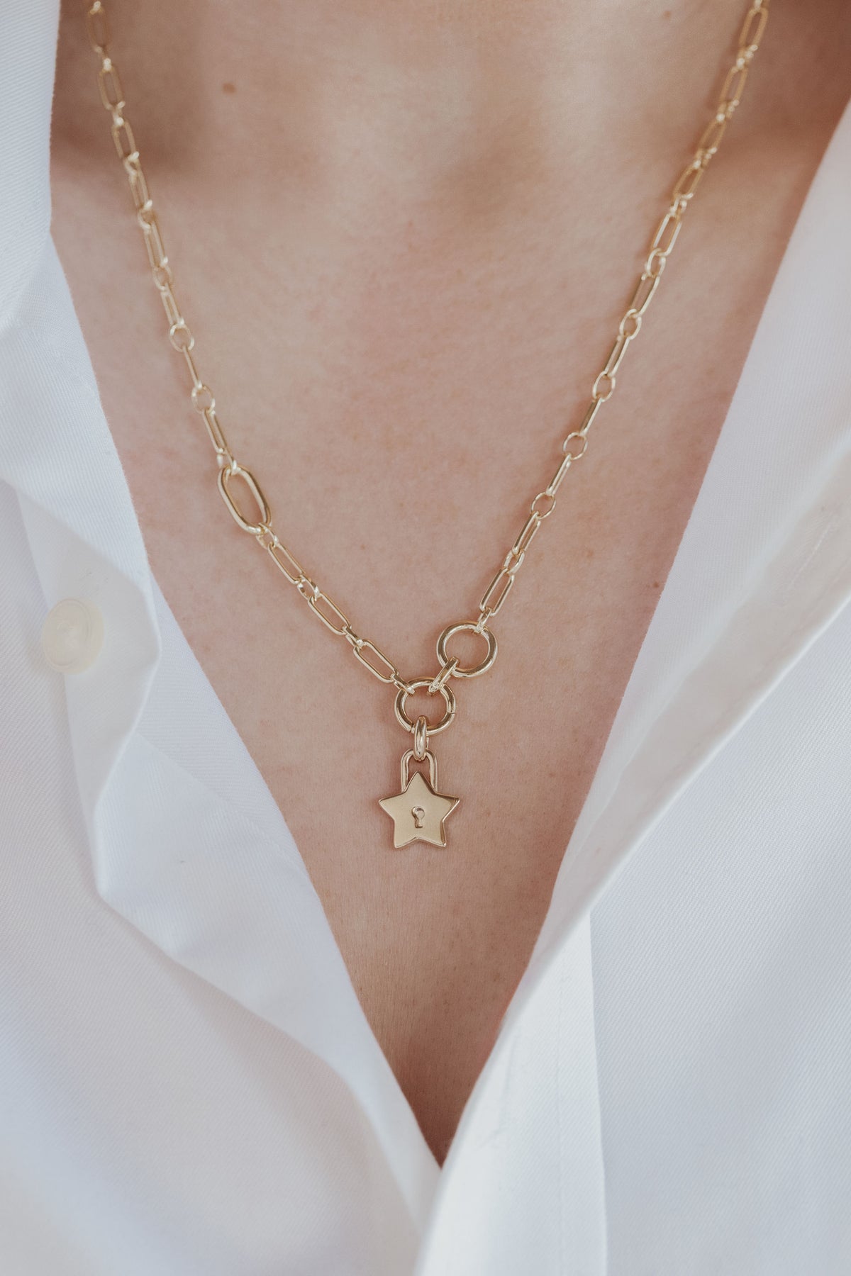 Star Padlock Charm Necklace Laura Bond Jewellery