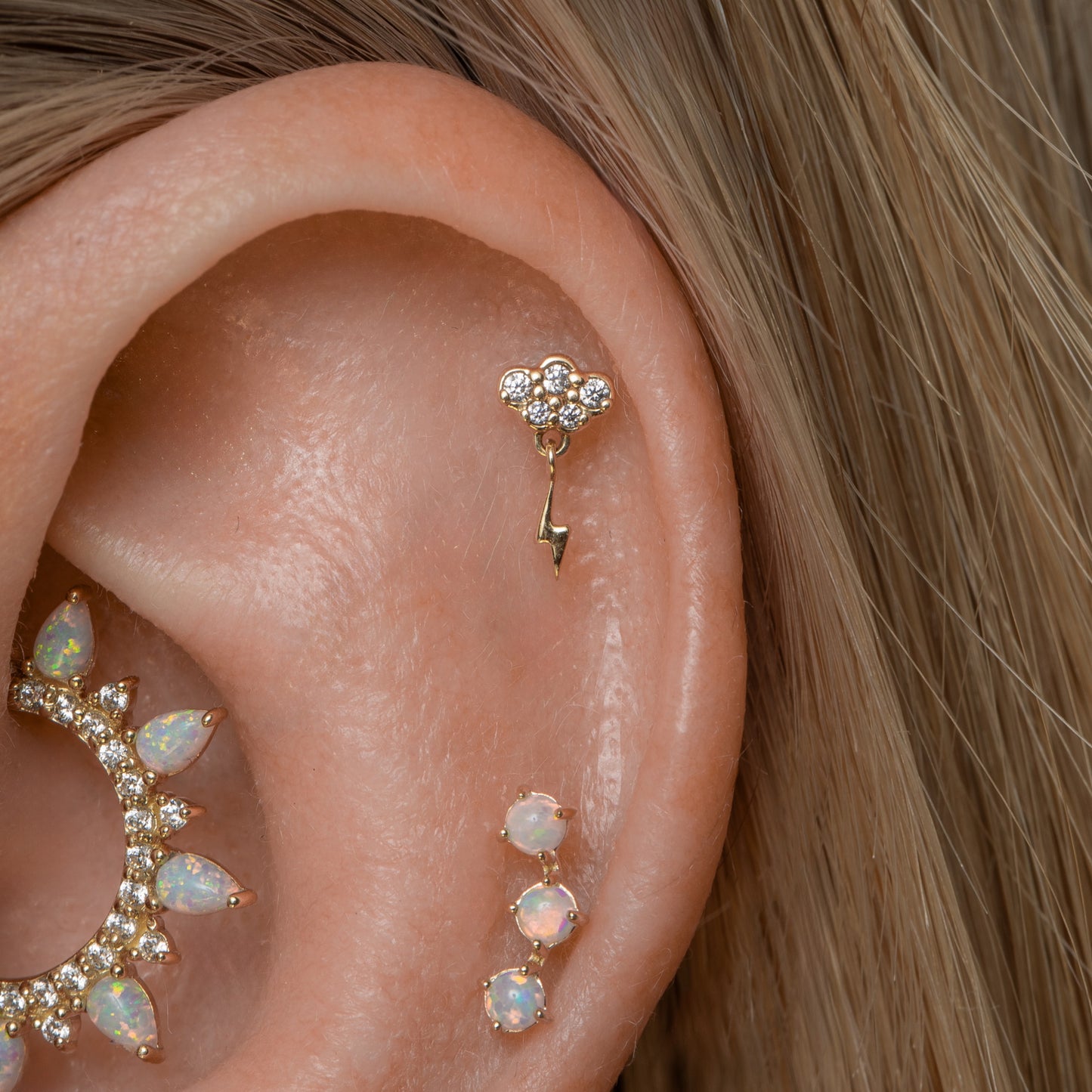 astrid miyu maria tash 14k solid yellow gold storm cloud stud Cartilage Studs Laura Bond