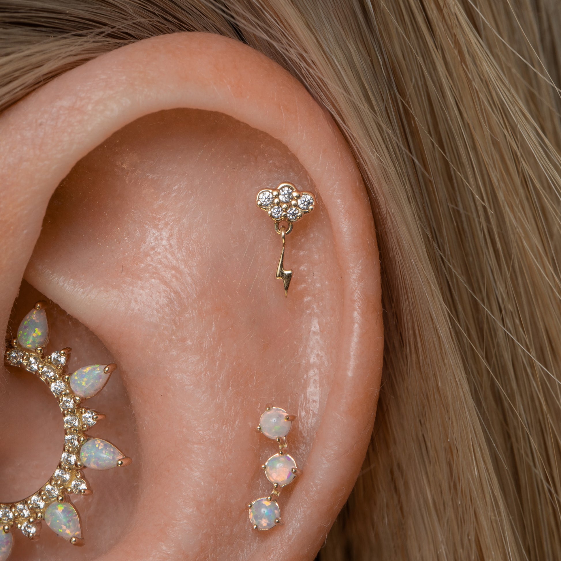 astrid miyu maria tash 14k solid yellow gold storm cloud stud Cartilage Studs Laura Bond