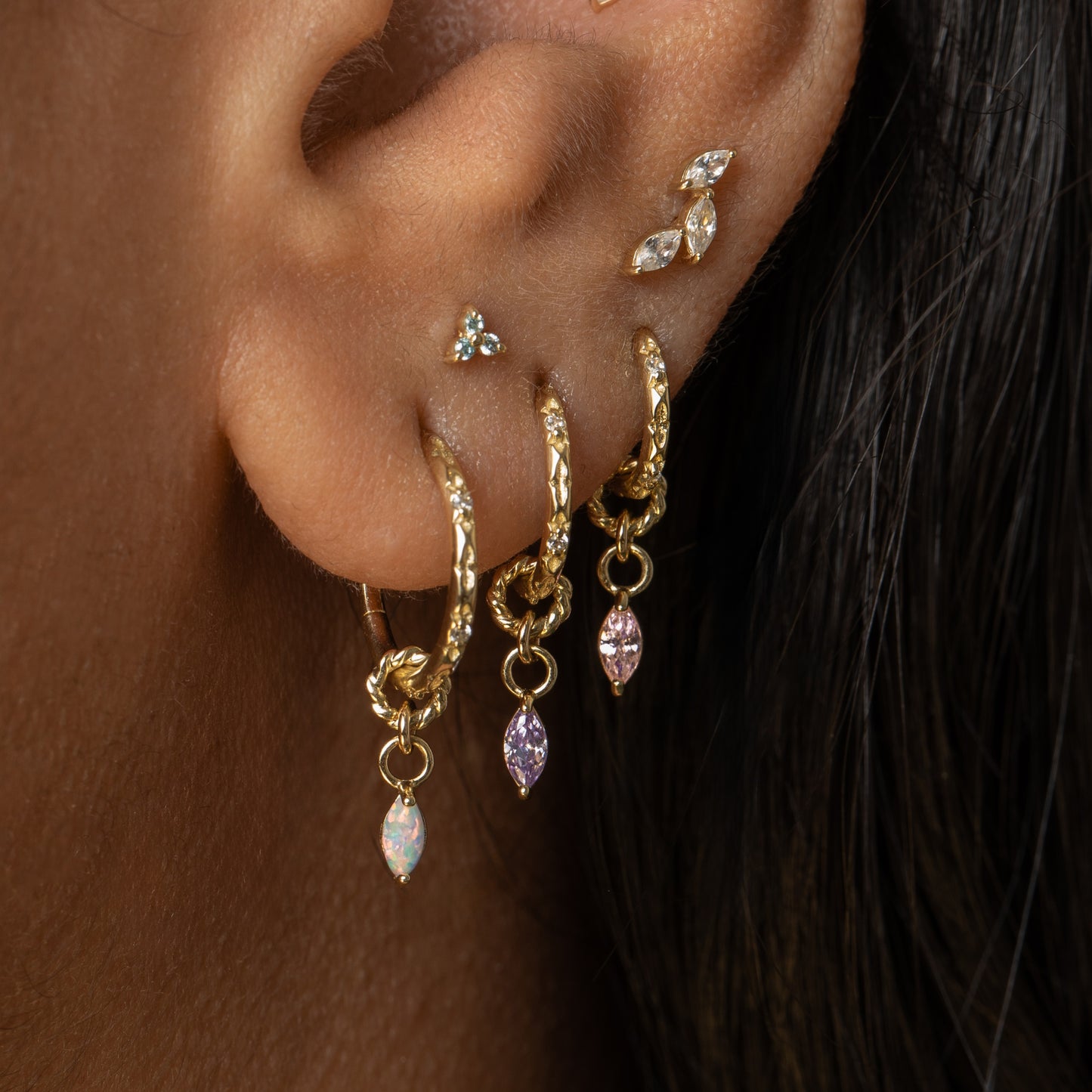 astrid miyu maria tash 9k solid yellow gold twisted Cressida lavender earring charm Chains and Charms Laura Bond