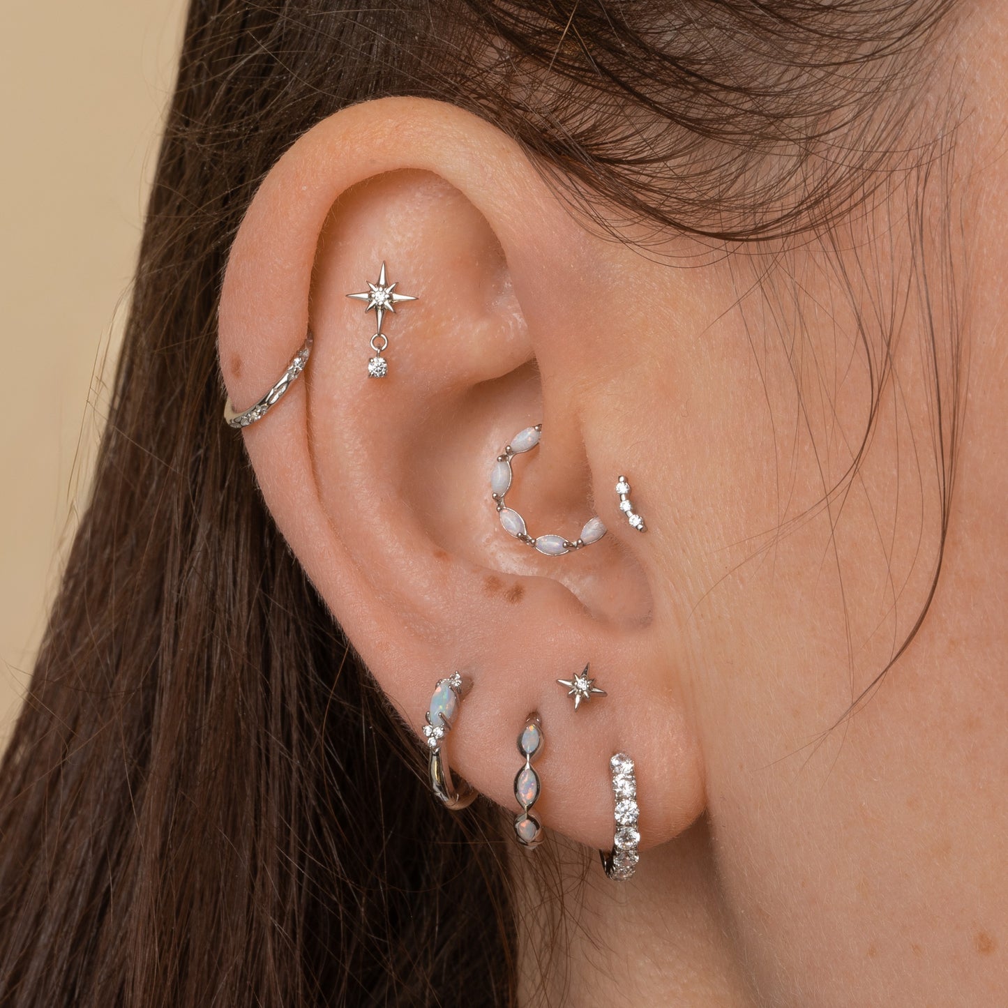 astrid miyu maria tash 9k solid white gold 8mm crystal marquise daith or septum clicker hoop Huggies and Hoops Laura Bond