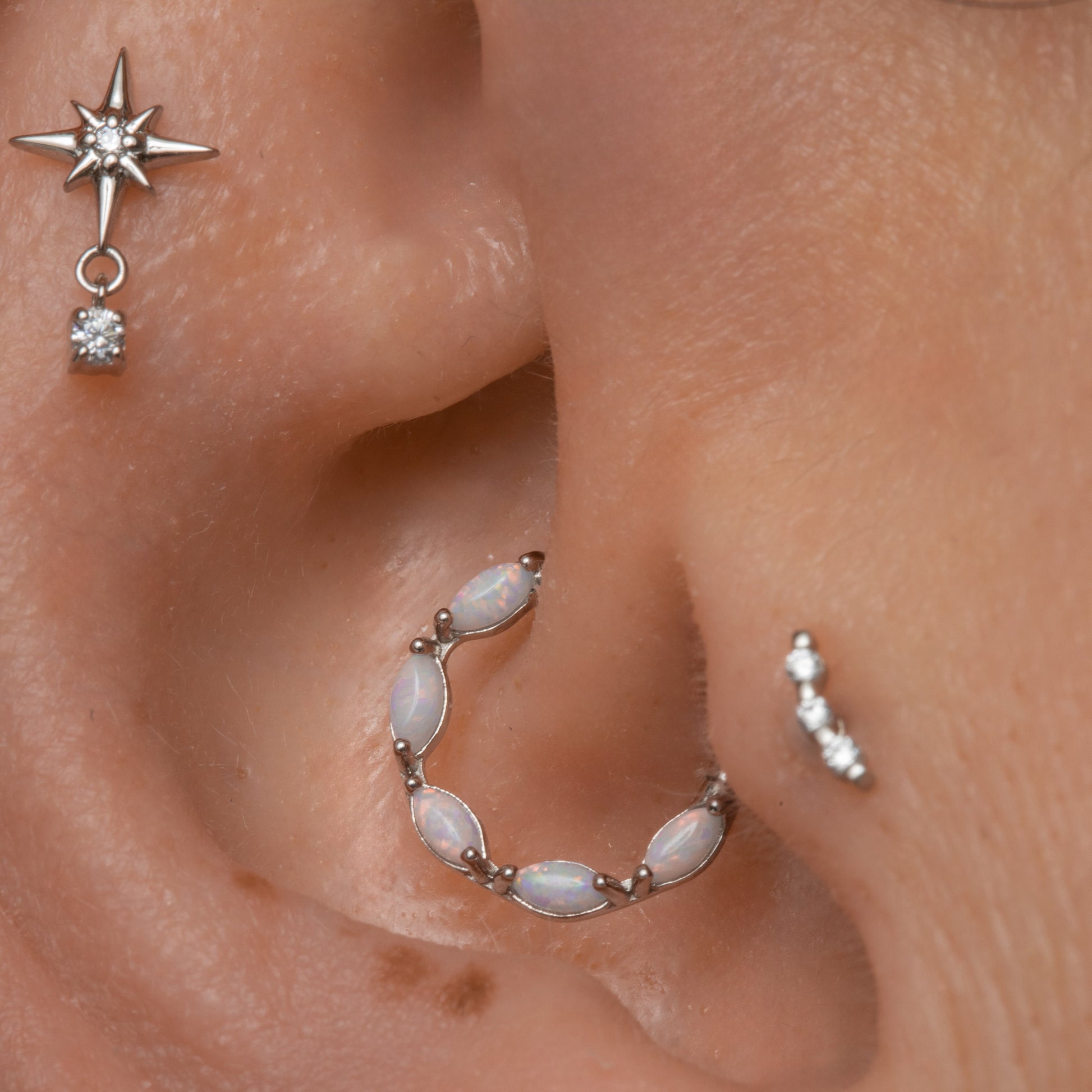 astrid miyu maria tash 9k solid white gold North Star drop gem stud Cartilage Studs Laura Bond