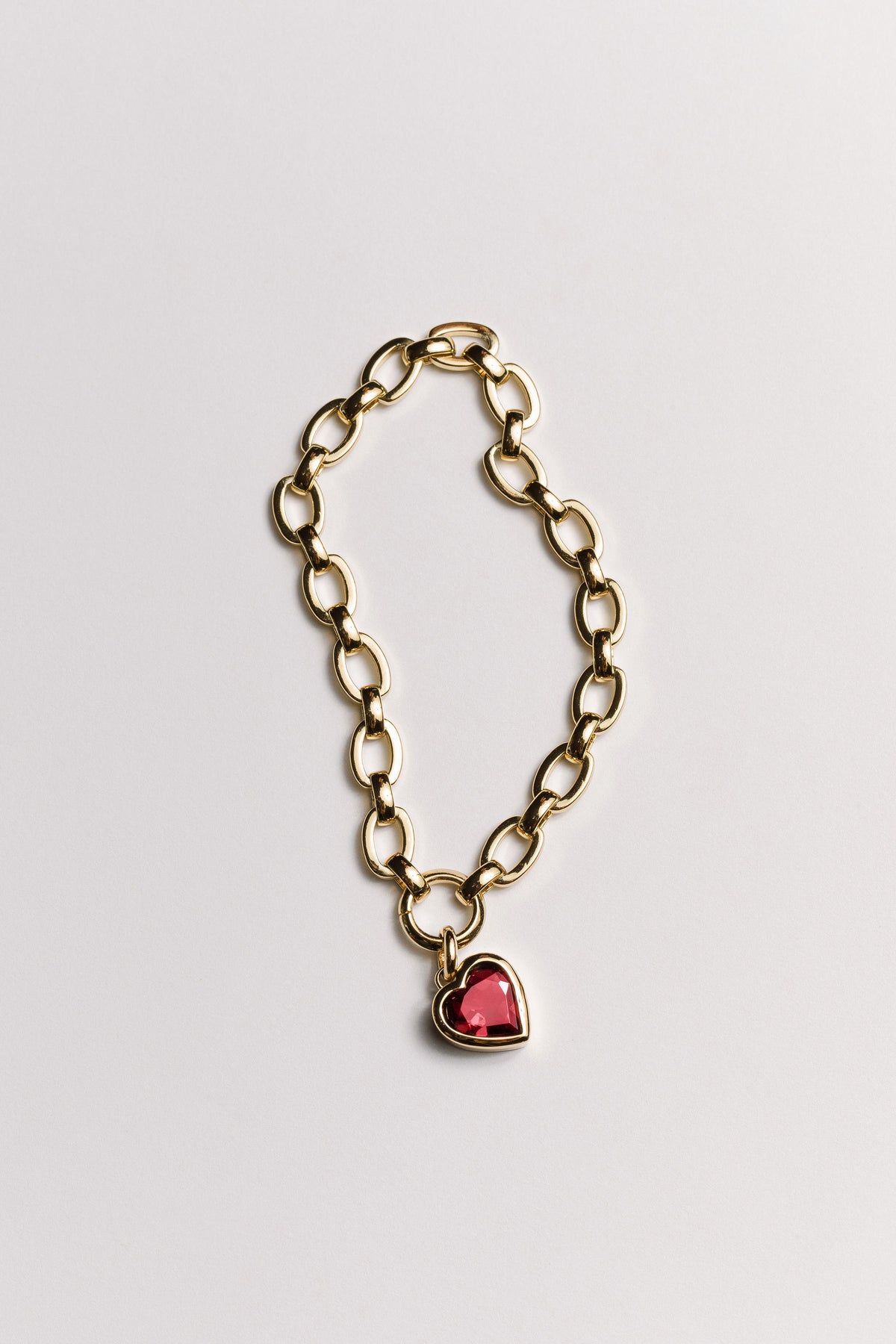 Garnet Chunky Heart Charm Bracelet Laura Bond Jewellery