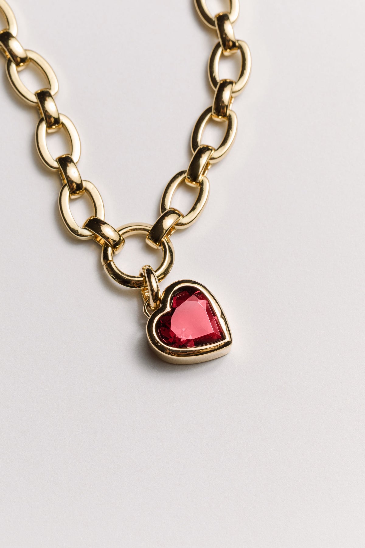 Garnet Chunky Heart Charm Bracelet Laura Bond Jewellery