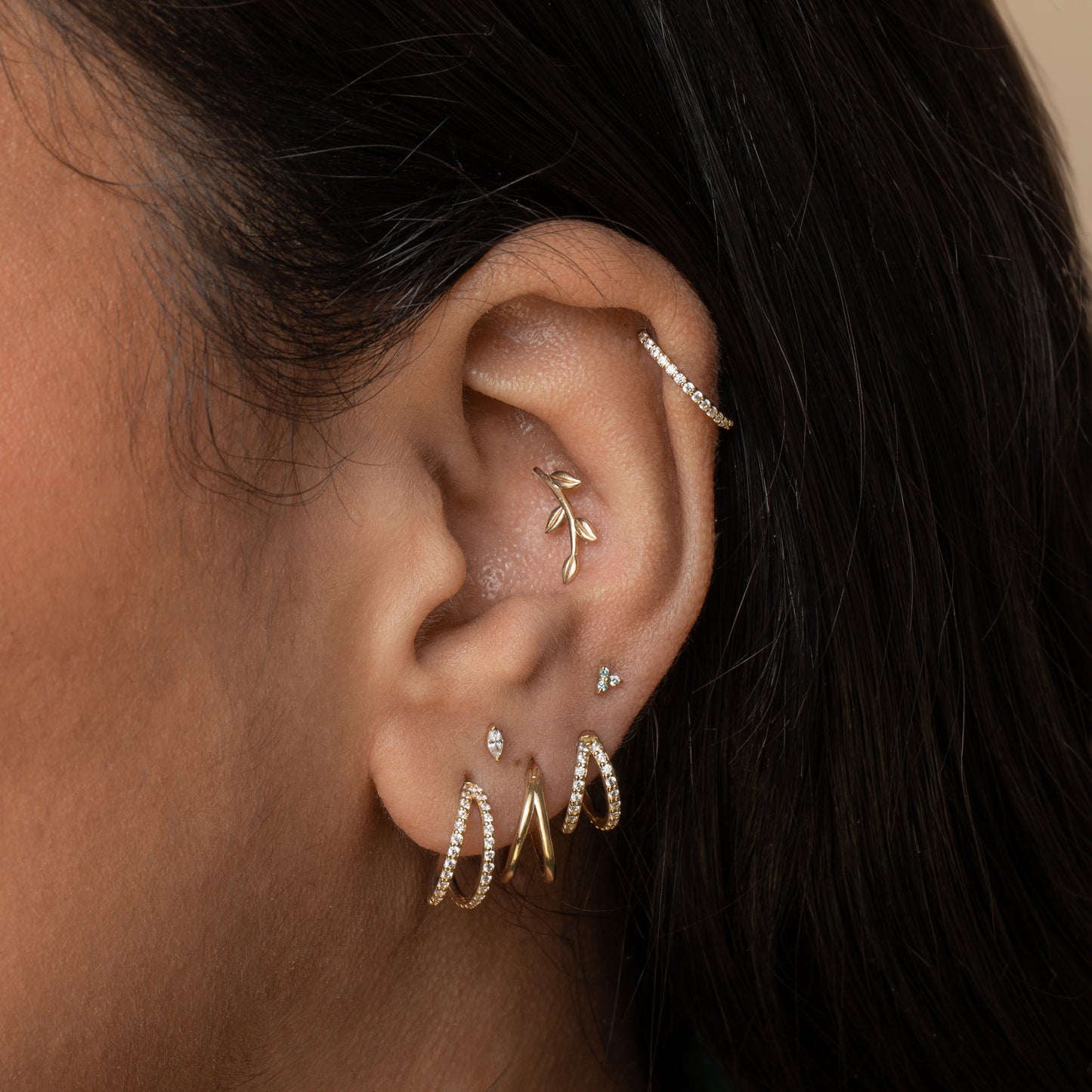 9k solid yellow gold double clicker hoop earring Huggies and Hoops Laura Bond Jewellery