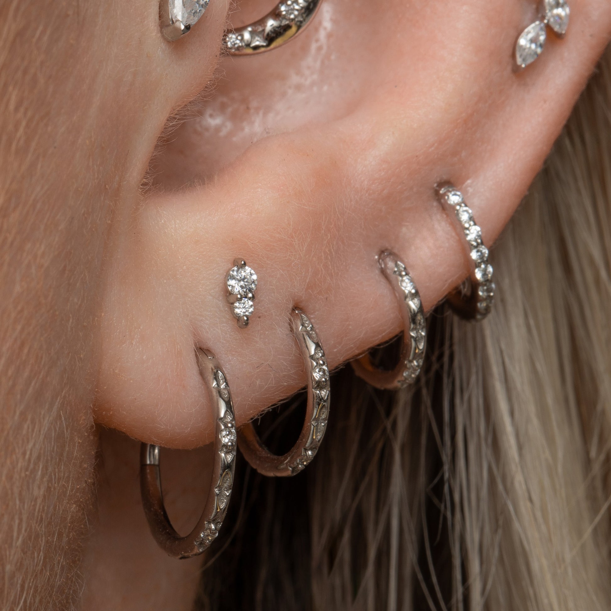 astrid miyu maria tash 9k solid white gold stardust clicker hoop Huggies and Hoops Laura Bond