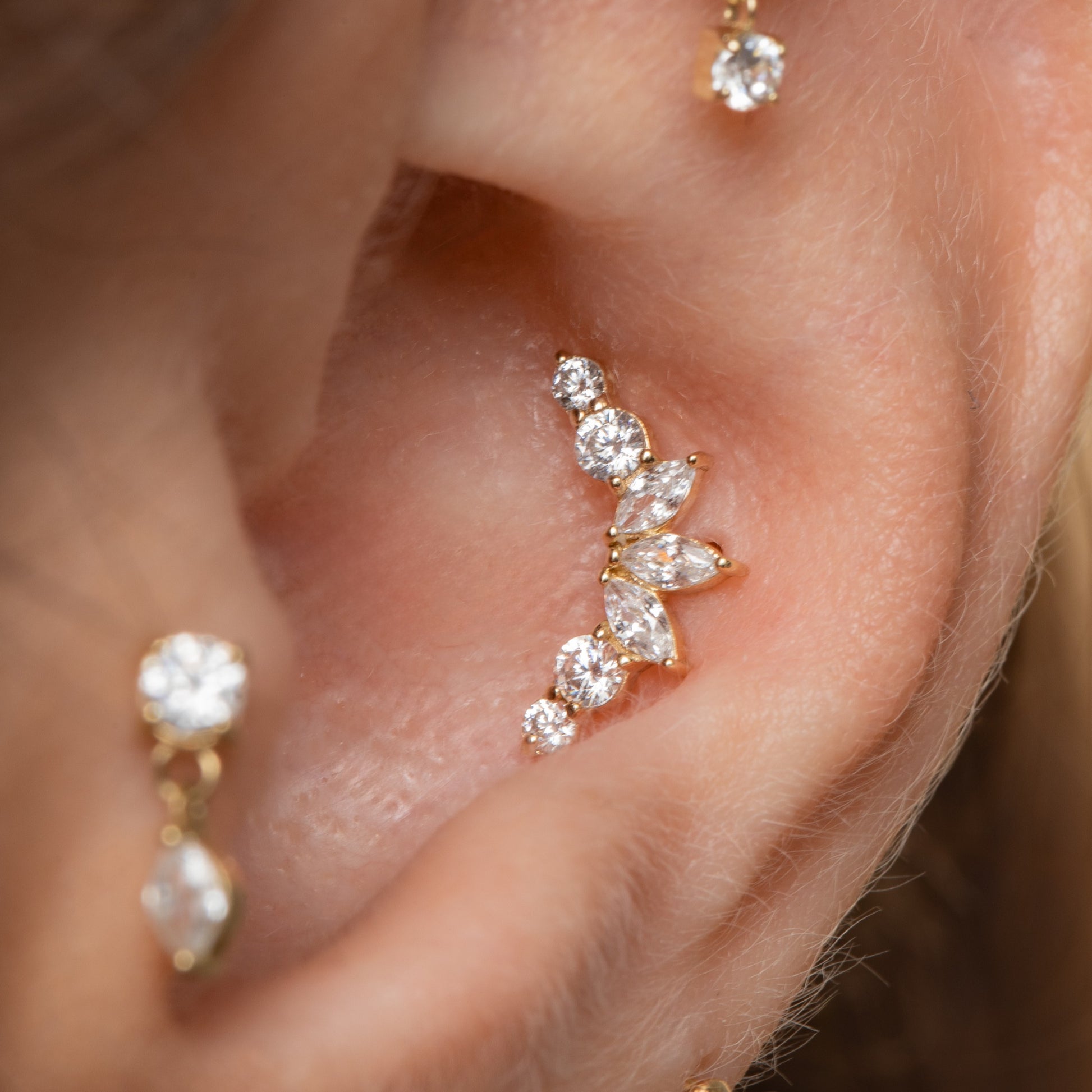 Laura Bond Jewellery 14k solid yellow gold Secret Flutter flat back labret stud earring 8mm Cartilage Studs