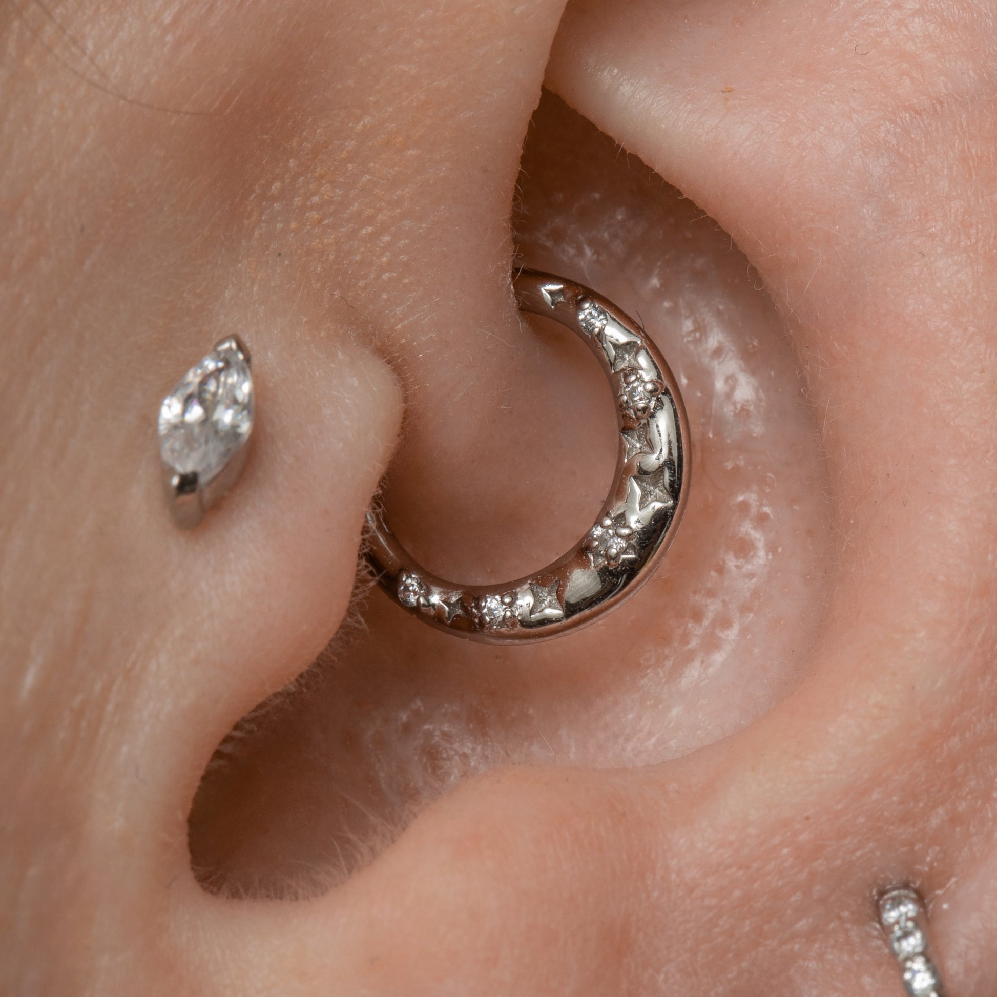 astrid miyu maria tash 9k solid white gold 8mm stardust daith or septum hoop Huggies and Hoops Laura Bond