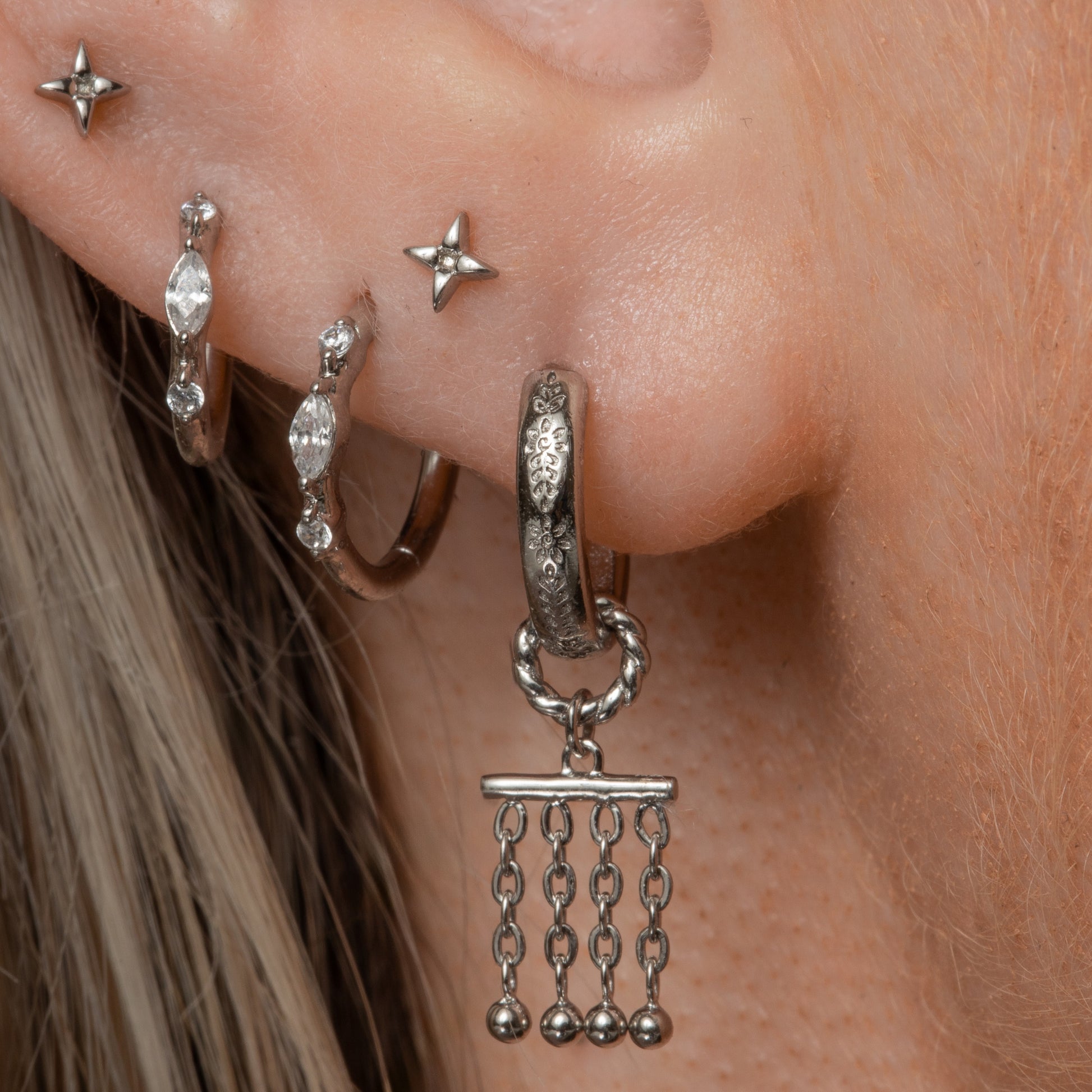 Laura Bond Jewellery 9k solid white gold Becoming huggie hoop earring 8.5mm Huggies and Hoops
