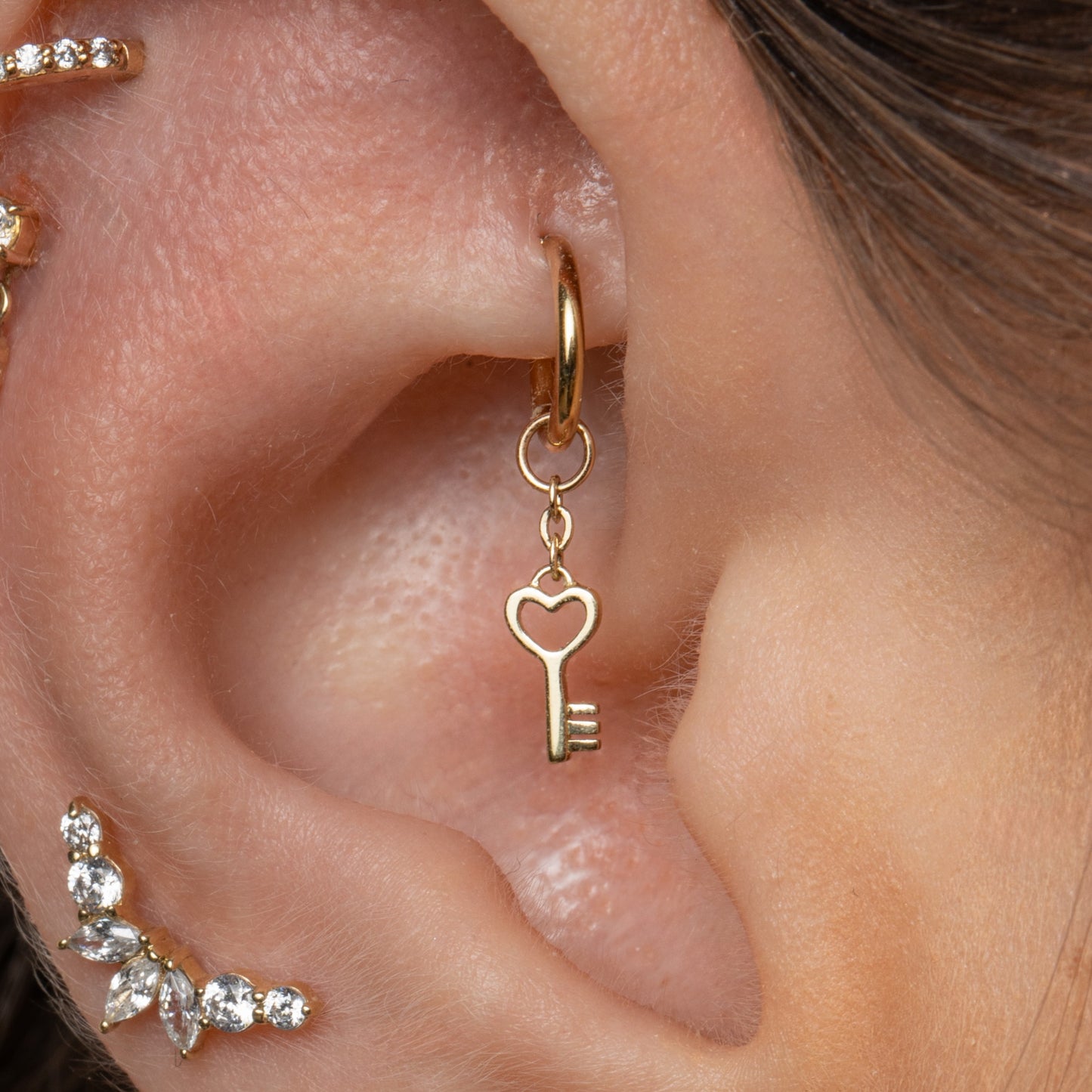 Laura Bond Jewellery 9k solid yellow gold Love Key earring charm Earring Charms