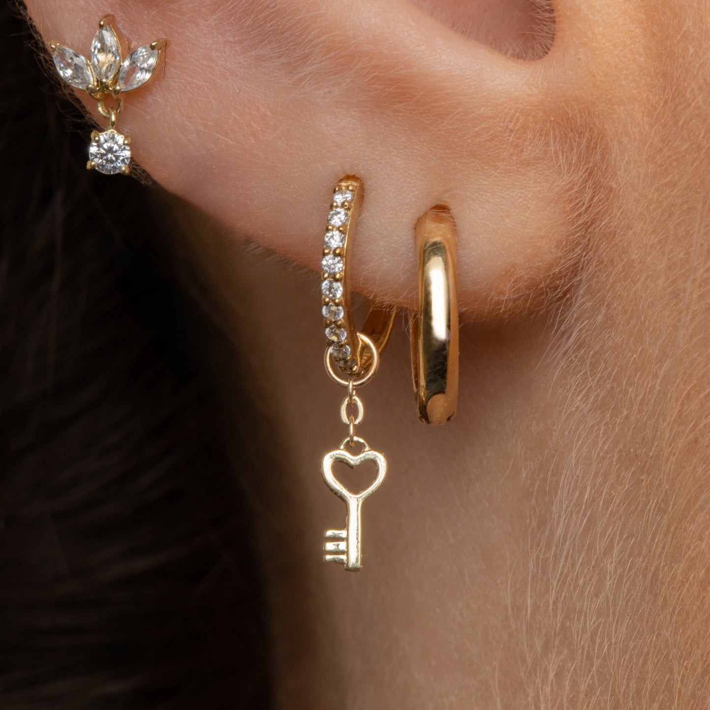 Laura Bond Jewellery 9k solid yellow gold Love Key earring charm Earring Charms