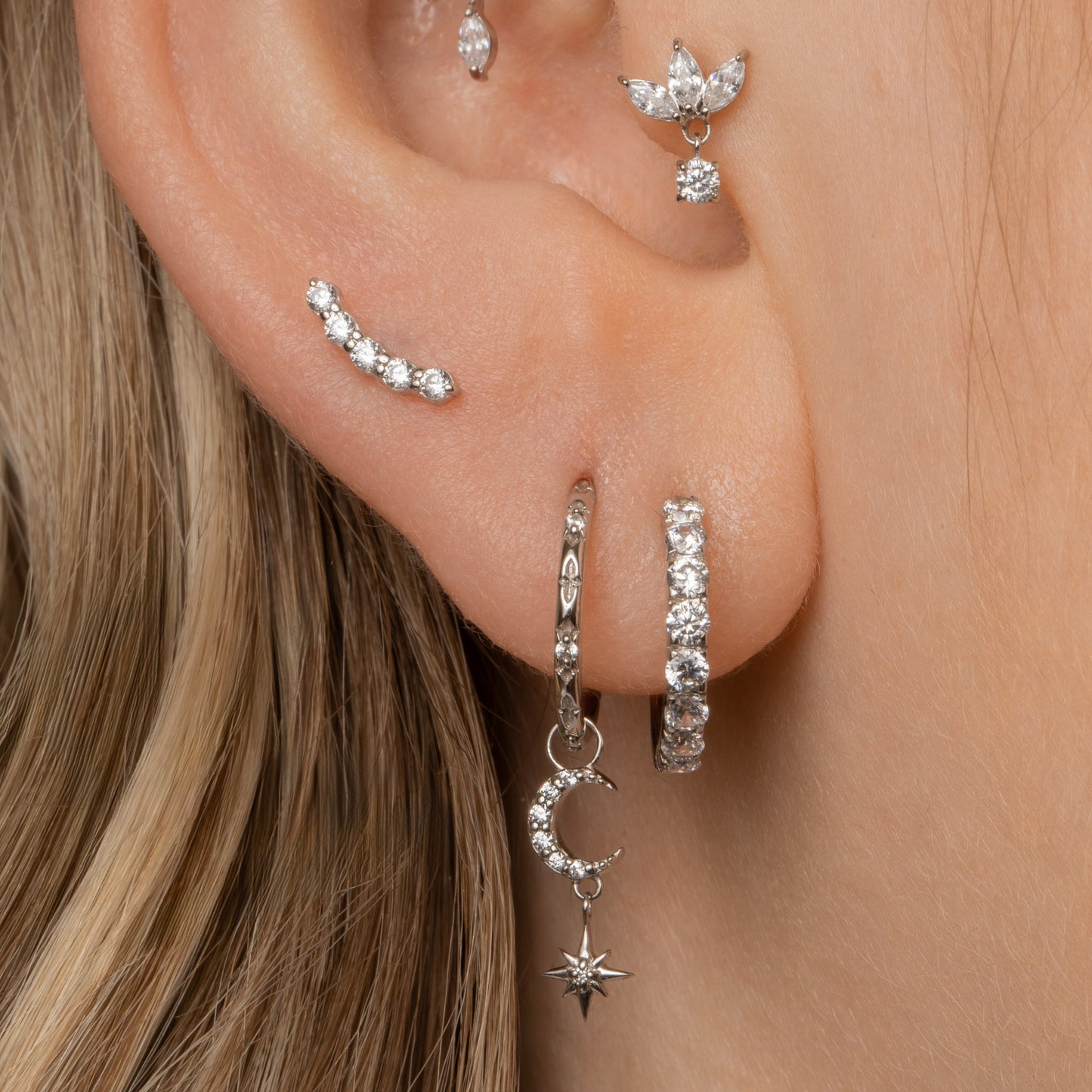 Laura Bond Jewellery 9k solid white gold Moonwhisper earring charm Earring Charms