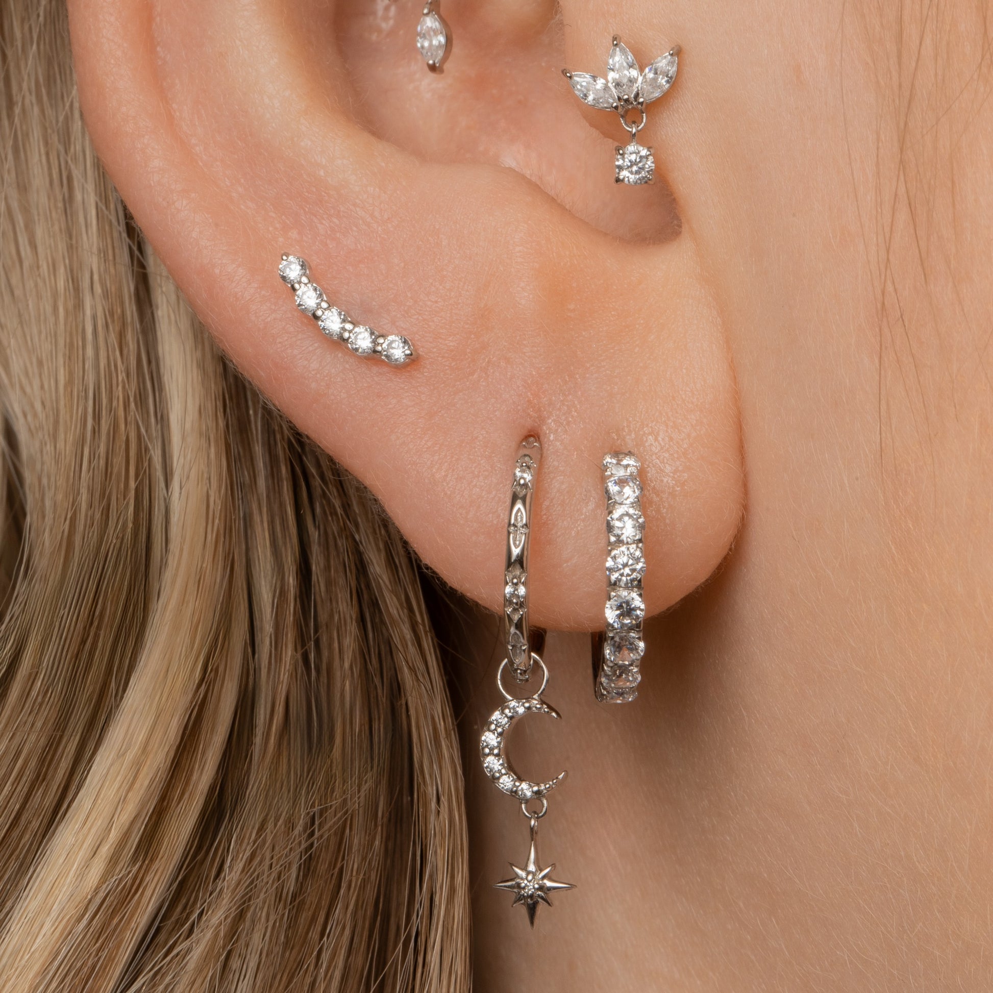 Laura Bond Jewellery 9k solid white gold Moonwhisper earring charm Earring Charms