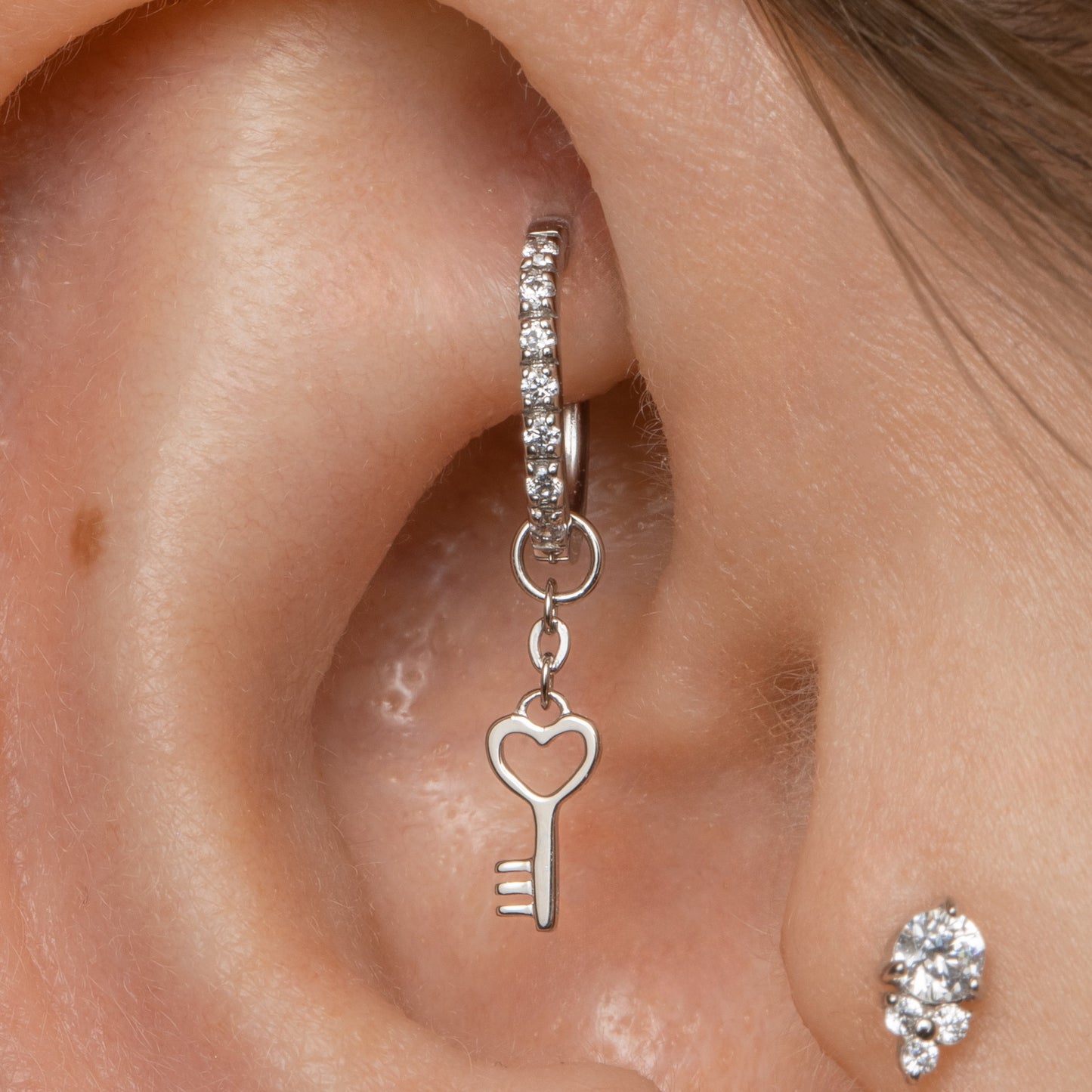 Laura Bond Jewellery 9k solid white gold Love Key earring charm Earring Charms