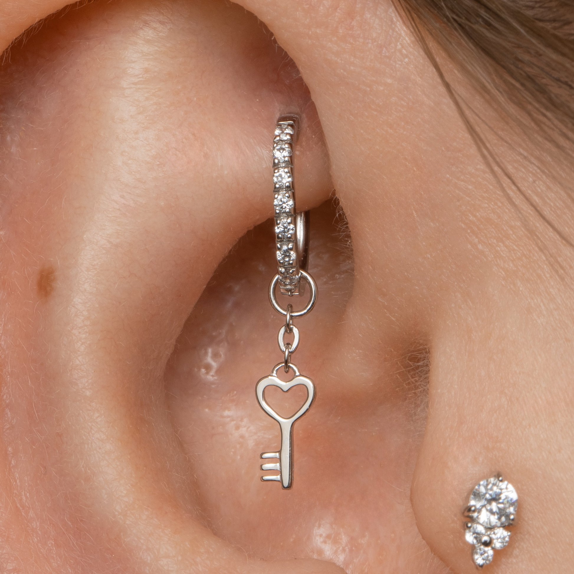 Laura Bond Jewellery 9k solid white gold Love Key earring charm Earring Charms