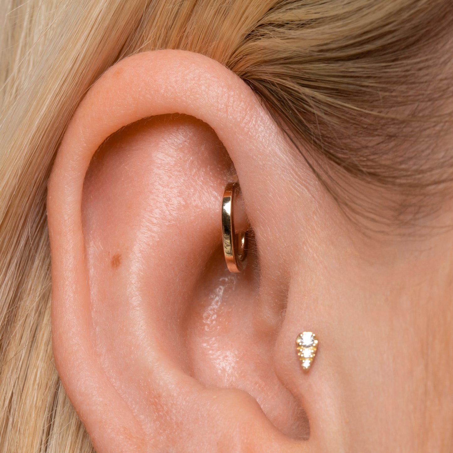 Laura Bond Jewellery 9k solid yellow gold 7mm 16g oval rook clicker hoop earring Huggies and Hoops