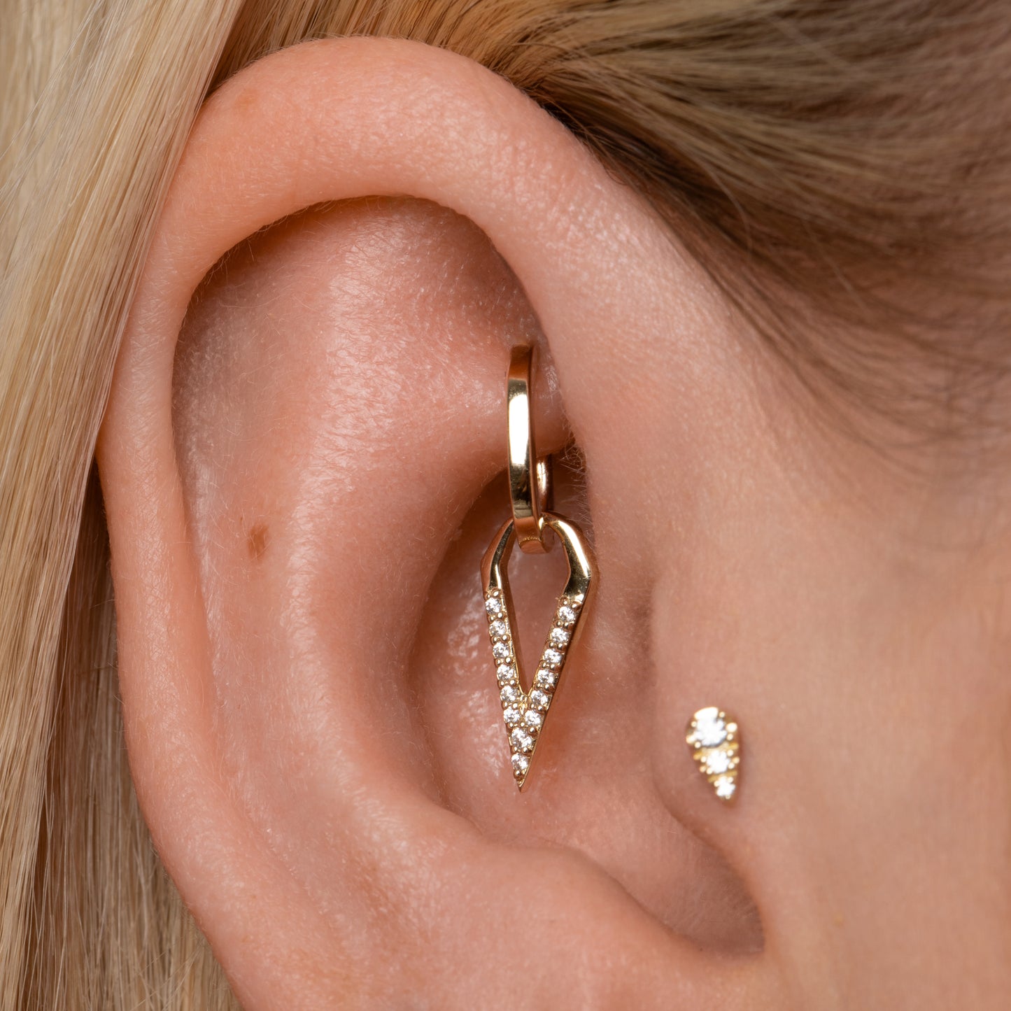 Laura Bond Jewellery 9k solid yellow gold 7mm 16g oval rook clicker hoop earring Huggies and Hoops