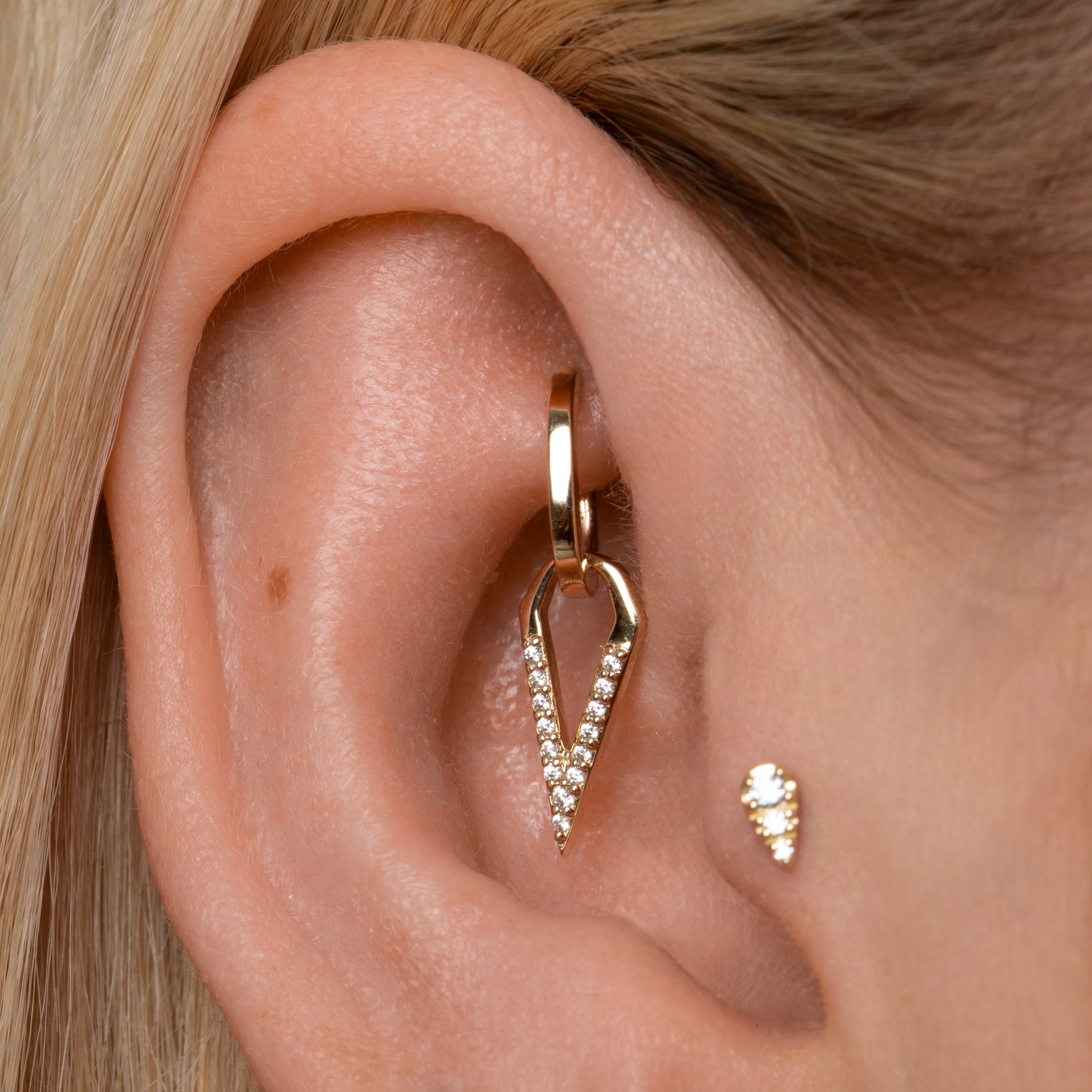 Laura Bond Jewellery 9k solid yellow gold 7mm 16g oval rook clicker hoop earring Huggies and Hoops
