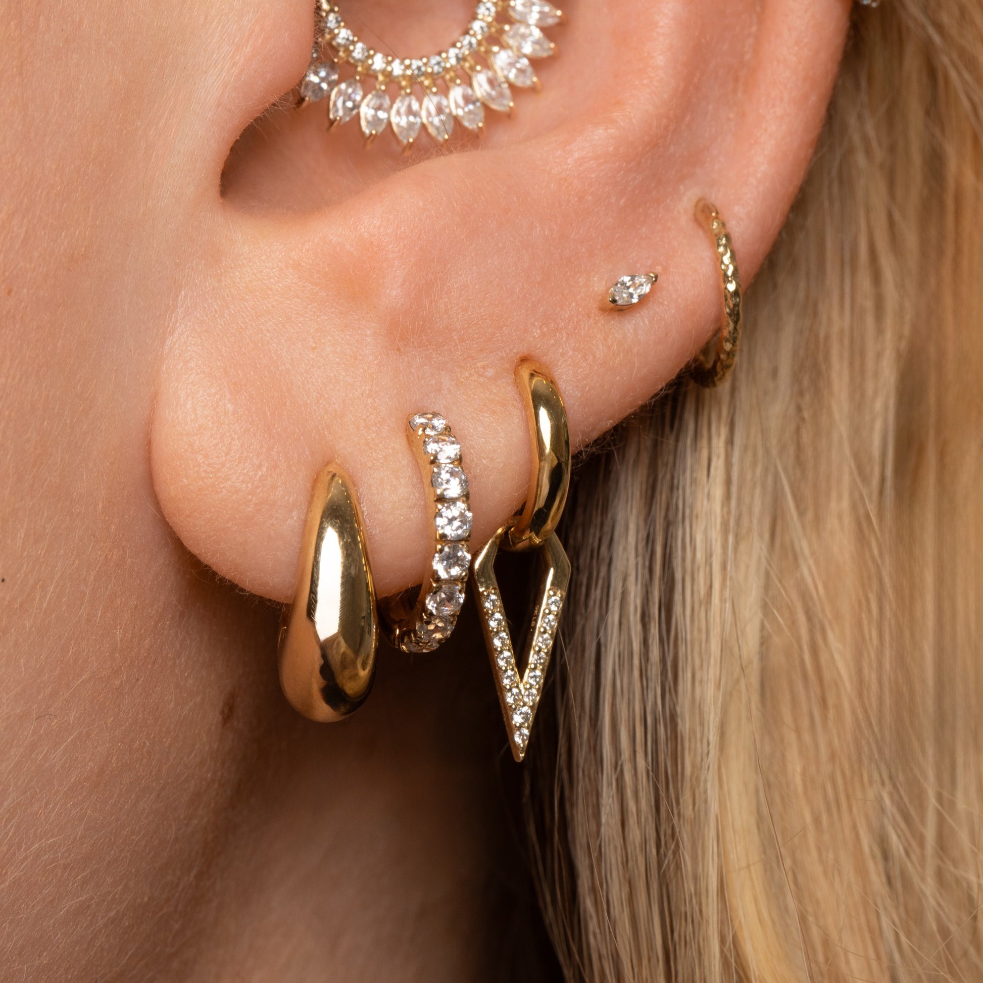 Laura Bond Jewellery Bold and Gold Edinburgh 9k solid yellow gold 8.5mm simple huggie earring Huggies and Hoops