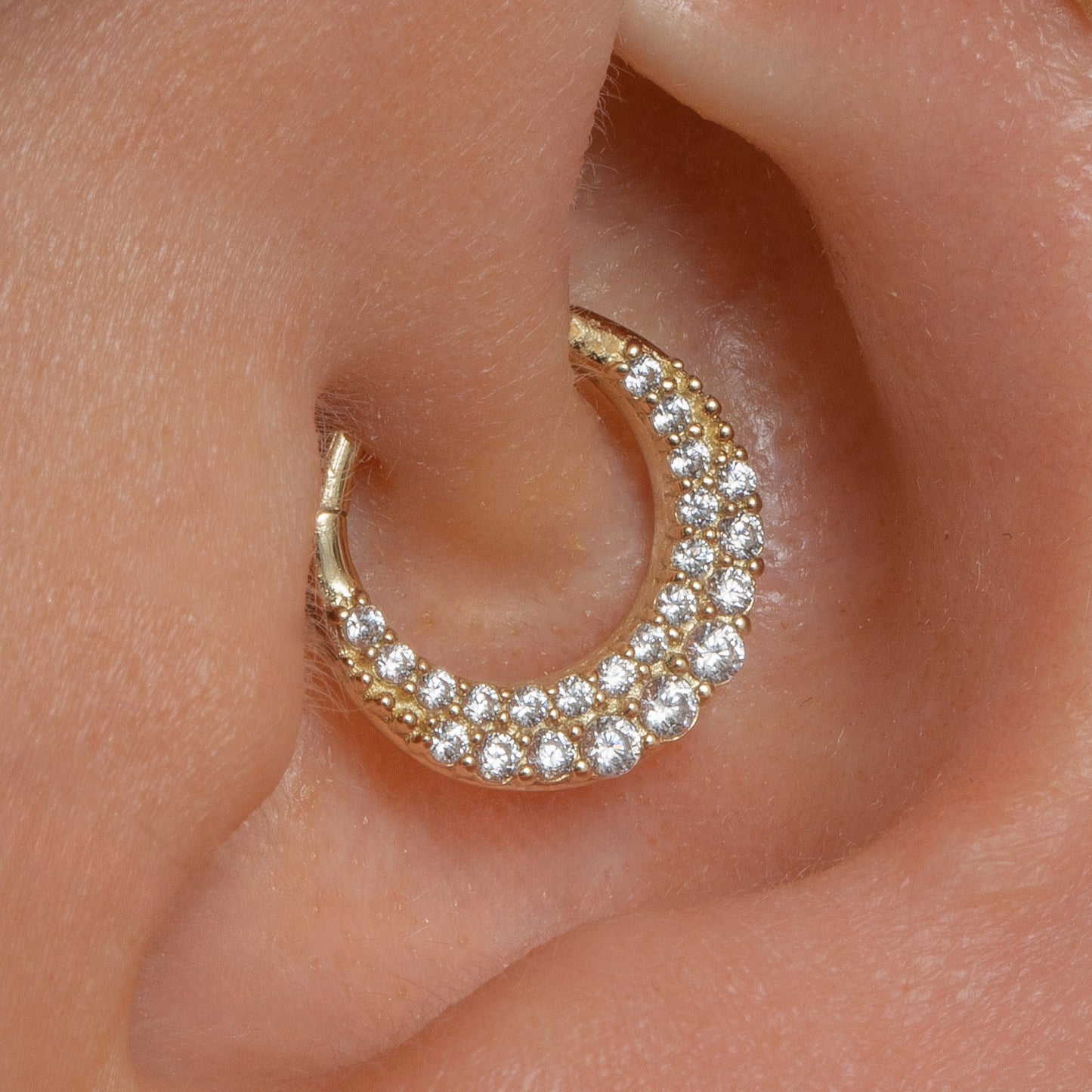 9k solid yellow gold Chand clicker hoop for daith or septum 8mm Huggies and Hoops Laura Bond Jewellery