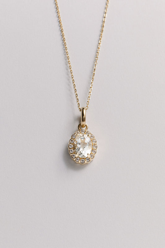 White Topaz Vintage Cluster Charm Necklace Laura Bond Jewellery