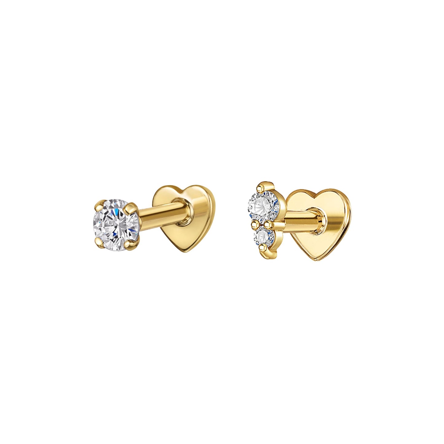 Laura Bond Jewellery The Elara stacking set - 9k solid yellow gold flat back labret stud earring set Stacking Sets